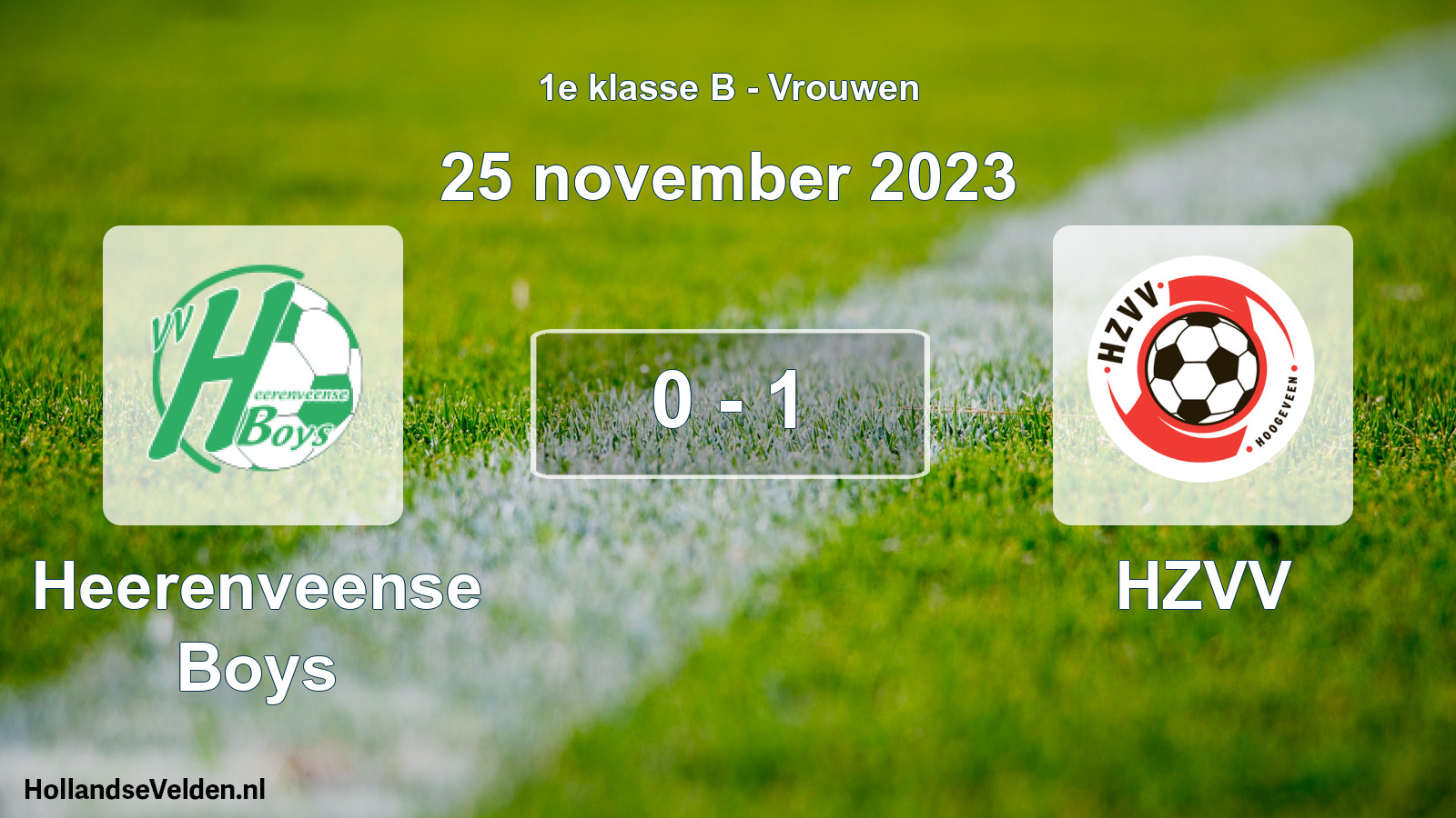 Total number of matches played: Heerenveense Boys - HZVV 0 - 1 (25 November 2023)