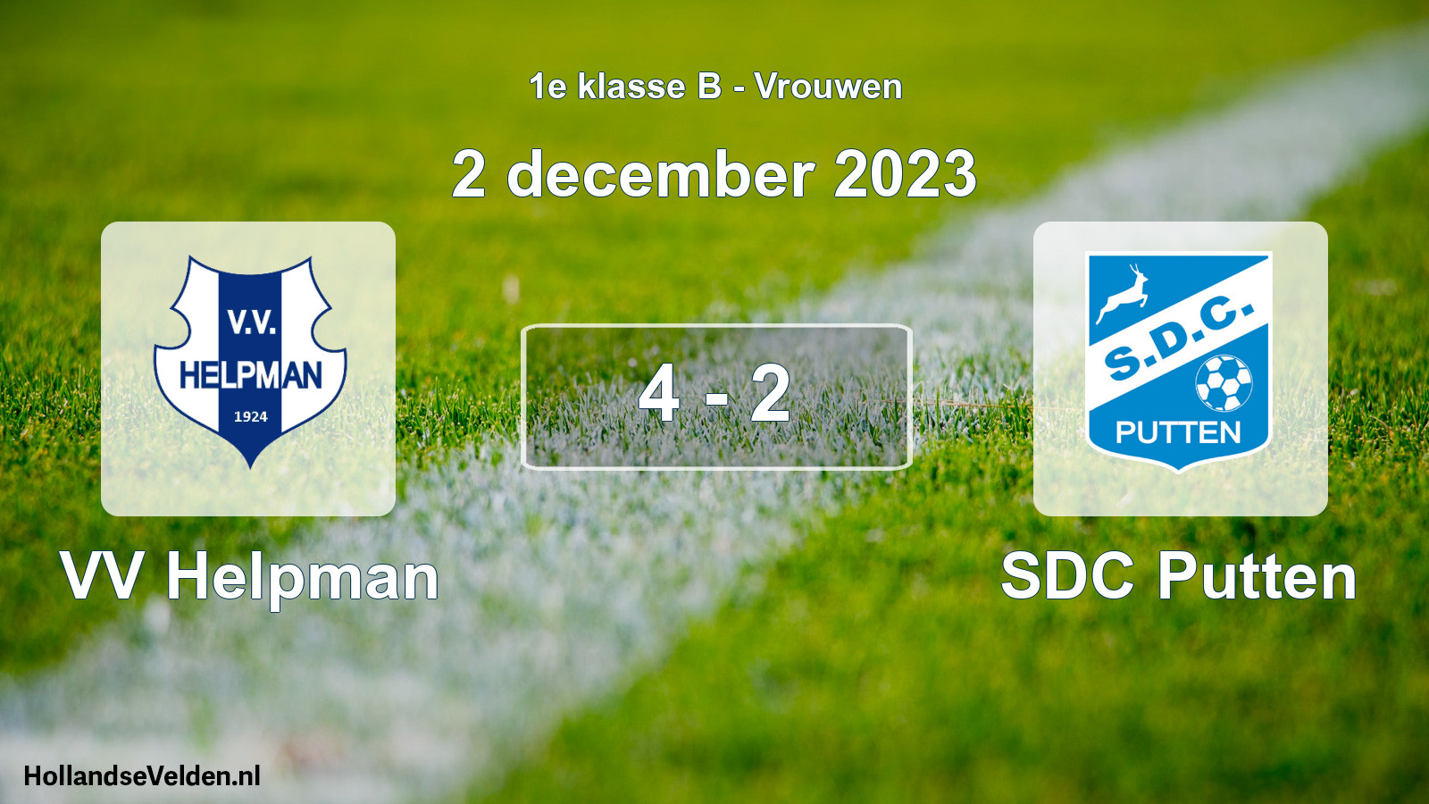 Total number of matches played: VV Helpman - SDC Putten 4 - 2 (2 December 2023)
