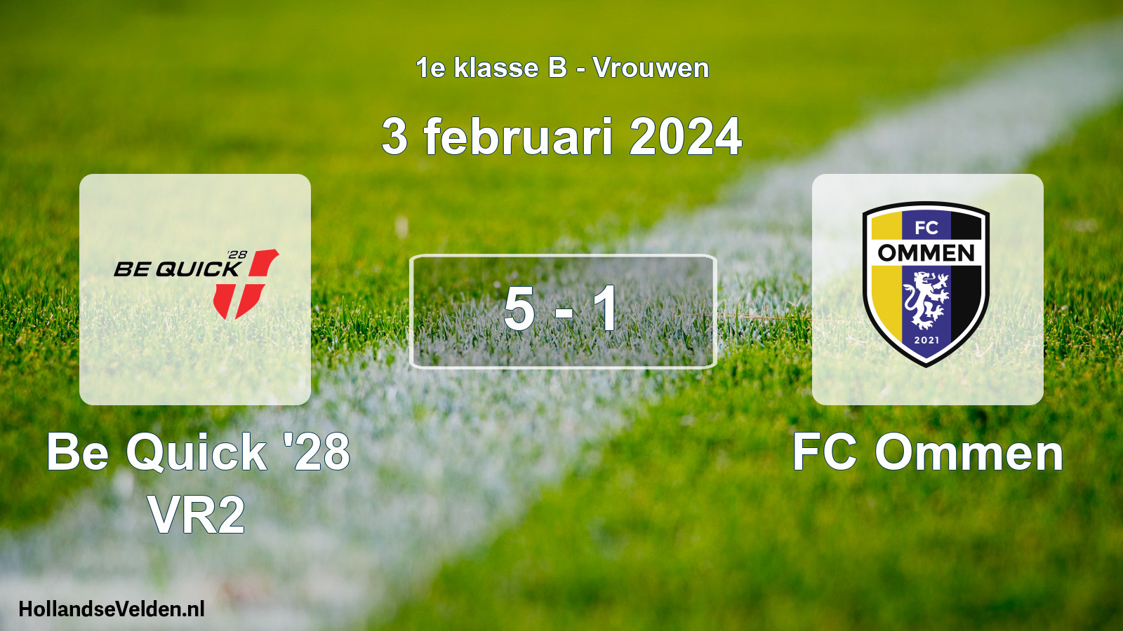 Total number of matches played: Be Quick '28 VR2 - FC Ommen 5 - 1 (3 February 2024)