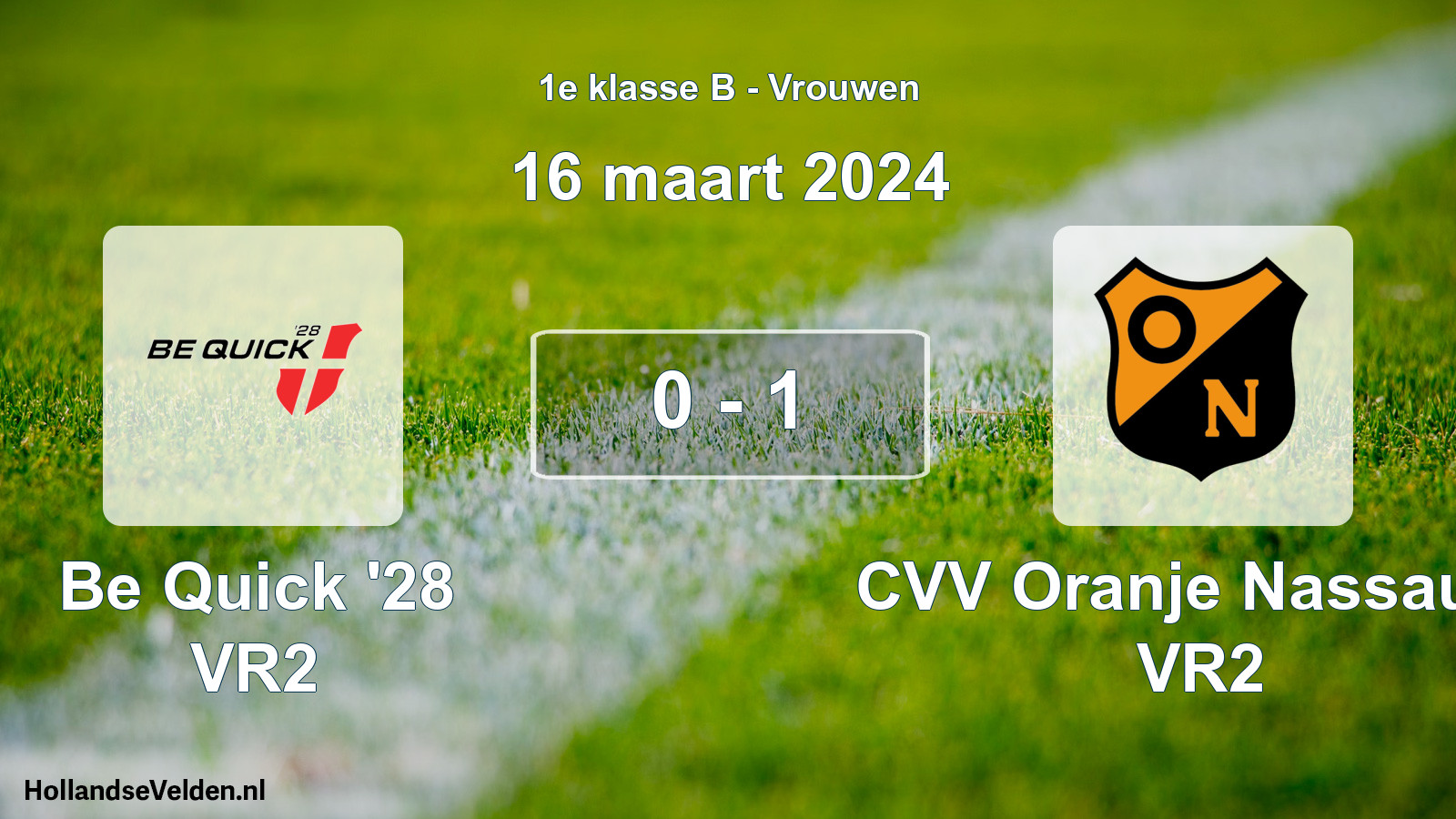 Total number of matches played: Be Quick '28 VR2 - CVV Oranje Nassau G VR2 0 - 1 (16 March 2024)