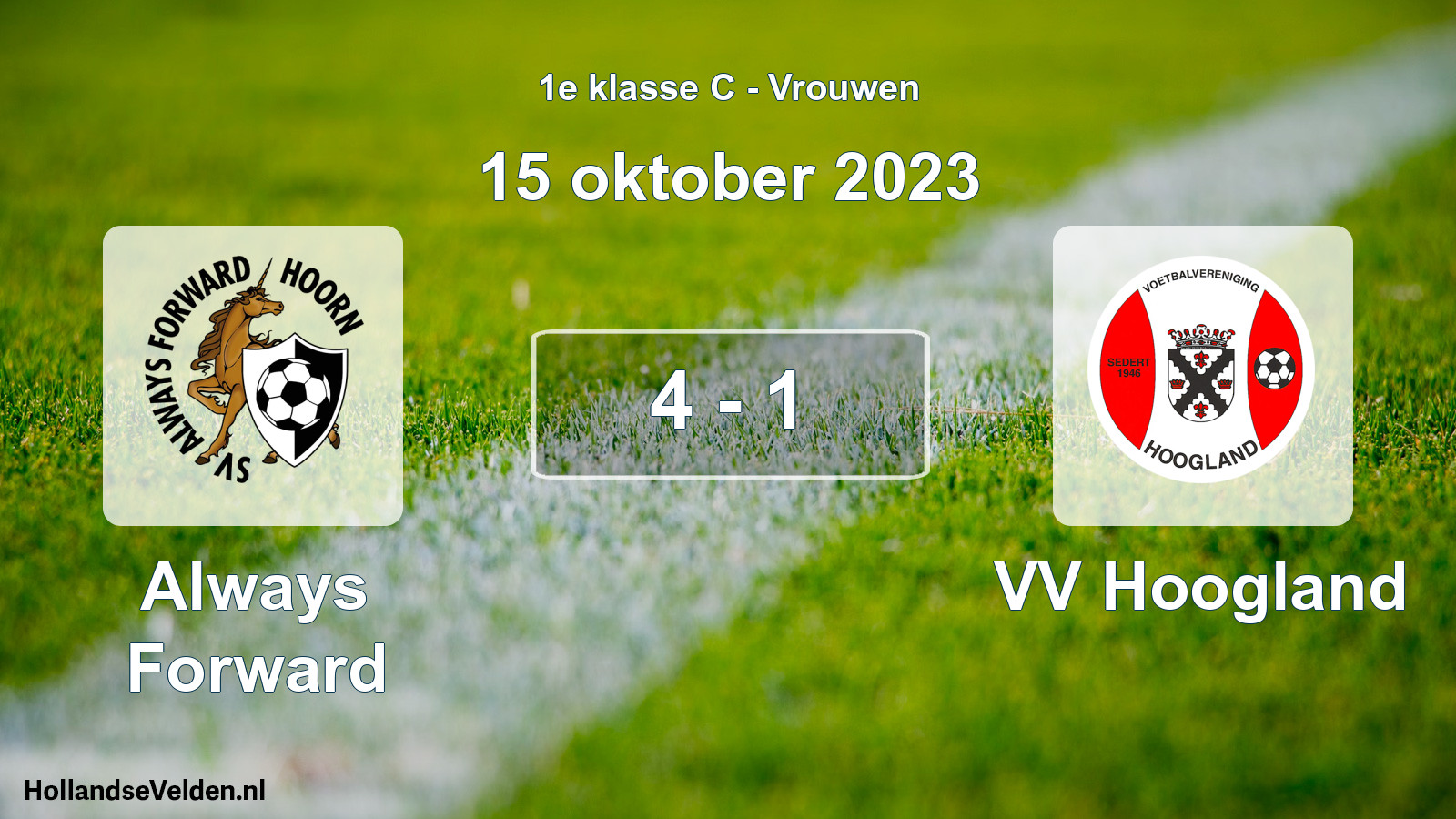Gespeelde wedstrijd: Always Forward - VV Hoogland 4 - 1 (15 oktober 2023)