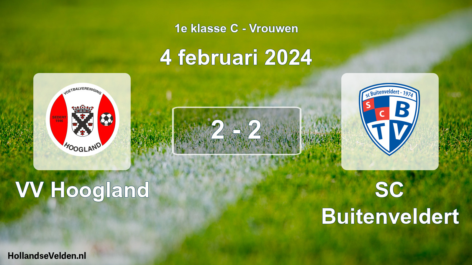 Gespeelde wedstrijd: VV Hoogland - SC Buitenveldert 2 - 2 (4 februari 2024)