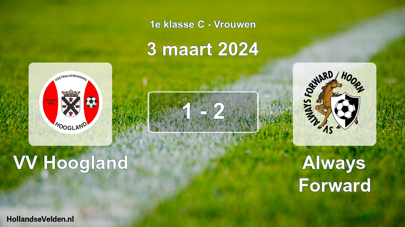 Gespeelde wedstrijd: VV Hoogland - Always Forward 1 - 2 (3 maart 2024)