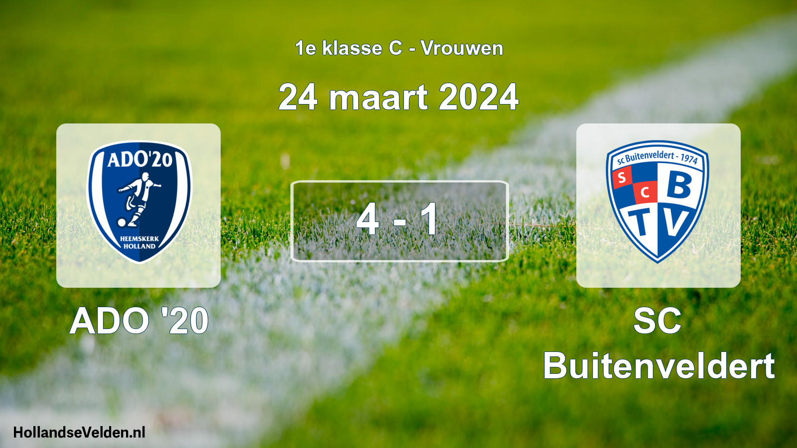 Gespeelde wedstrijd: ADO '20 - SC Buitenveldert 4 - 1 (24 maart 2024)