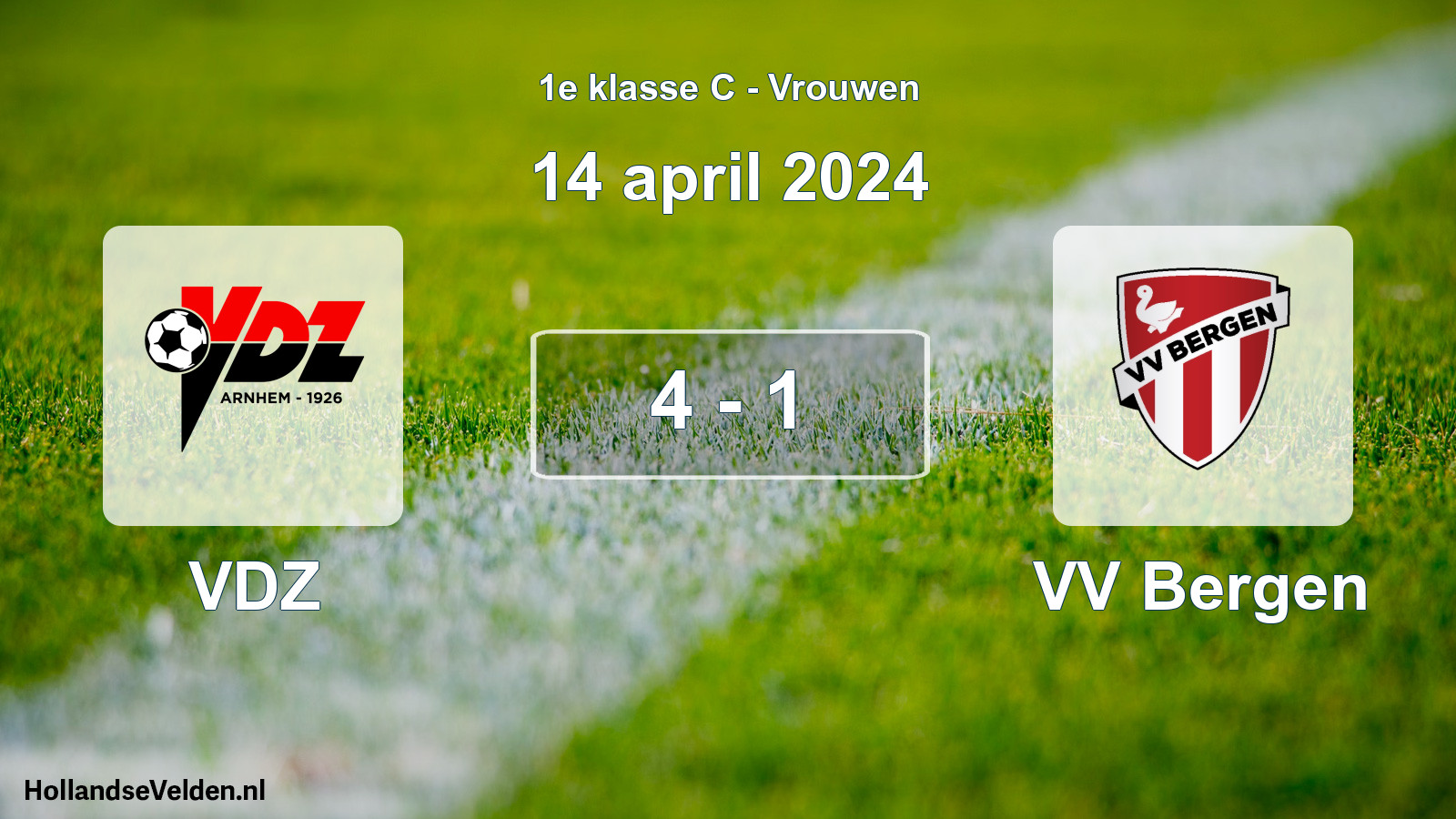 Gespeelde wedstrijd: VDZ - VV Bergen 4 - 1 (14 april 2024)