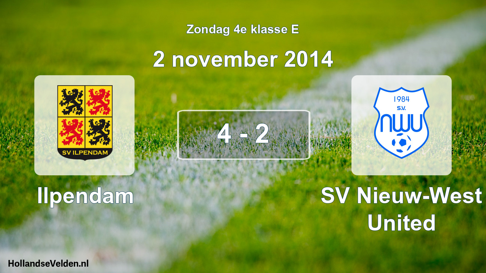 Total number of matches played: Ilpendam - SV Nieuw-West United 4 - 2 (2 November 2014)