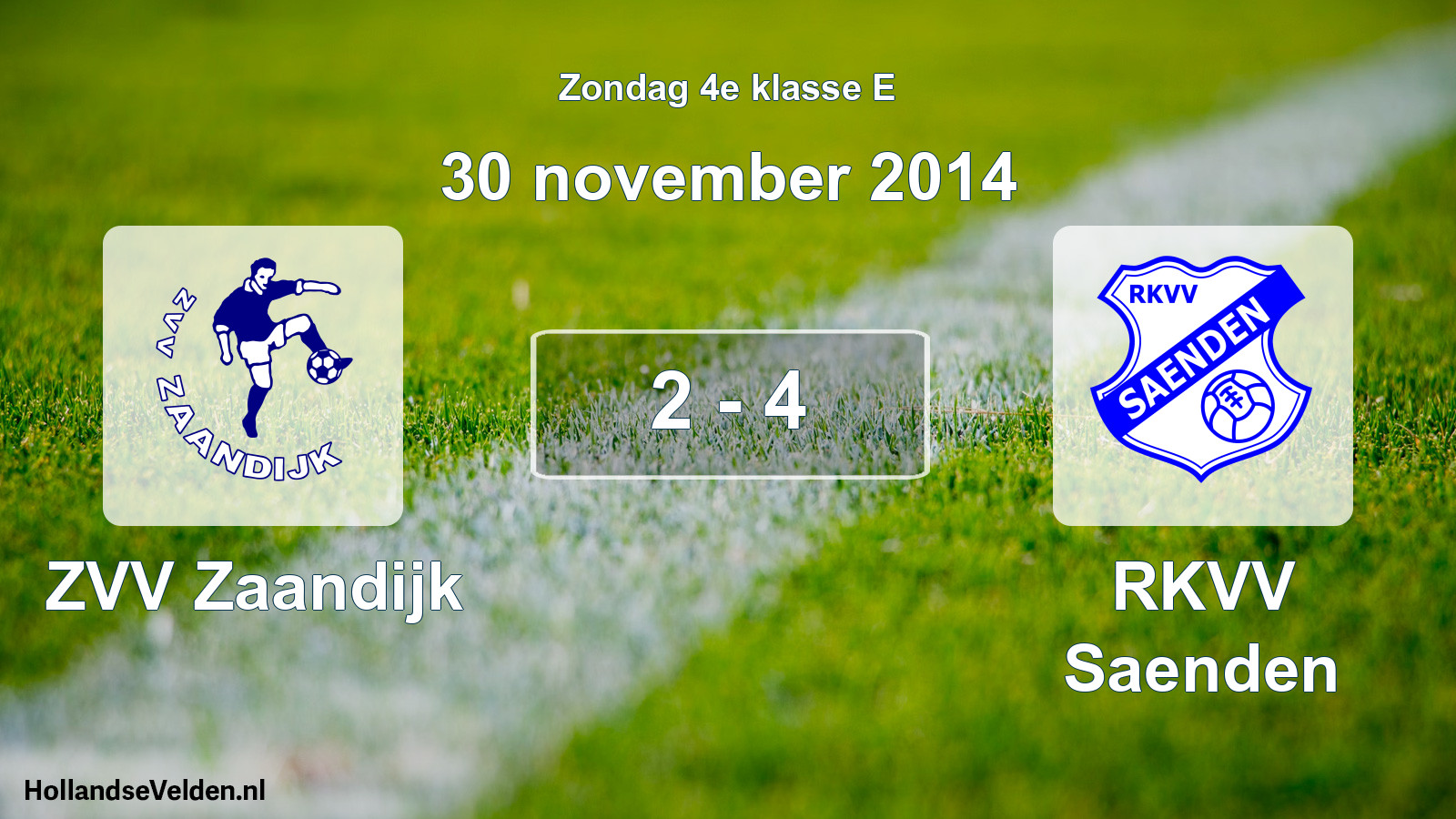 Total number of matches played: ZVV Zaandijk - RKVV Saenden 2 - 4 (30 November 2014)