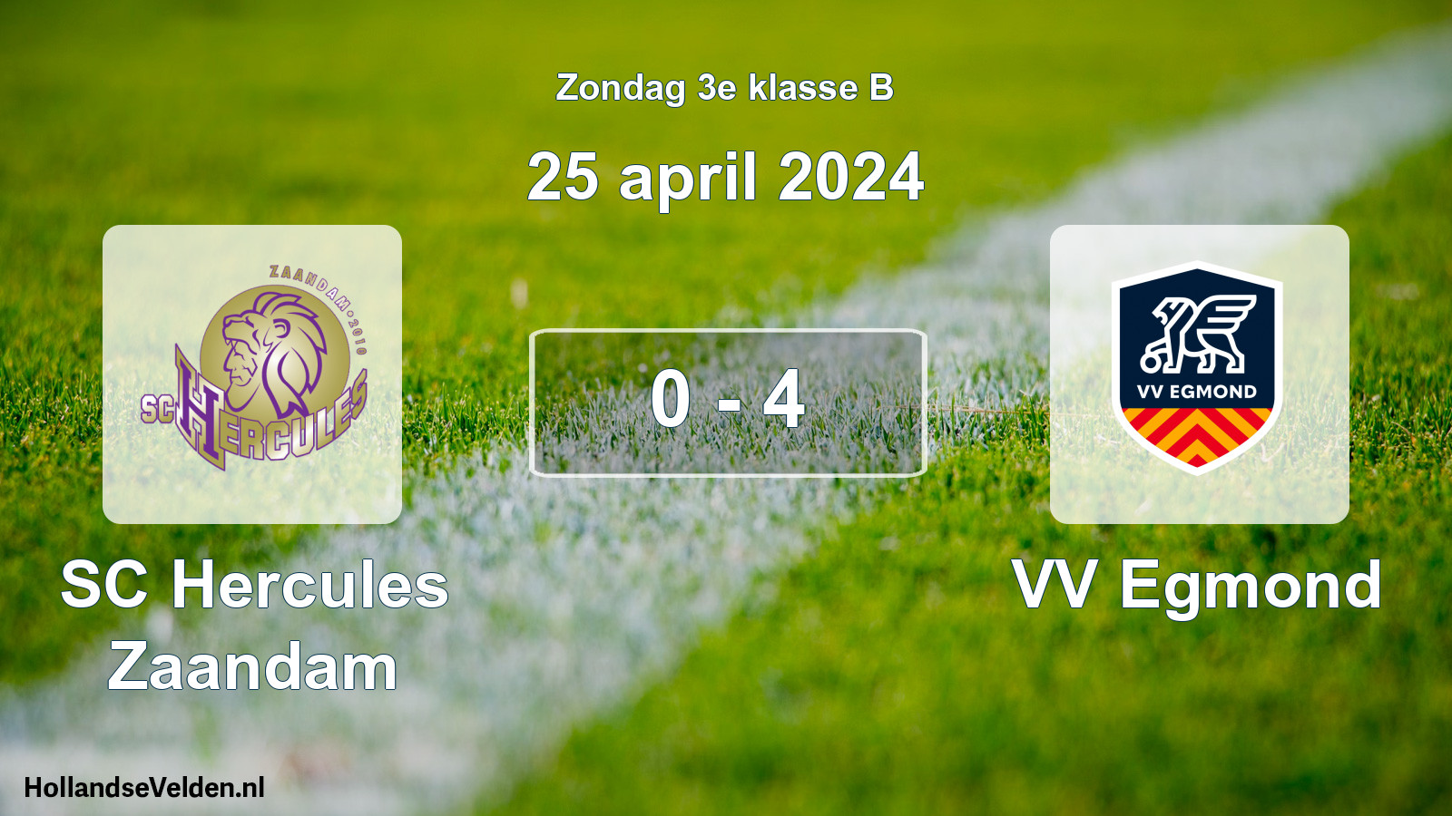 Total number of matches played: SC Hercules Zaandam - VV Egmond 0 - 4 (25 April 2024)