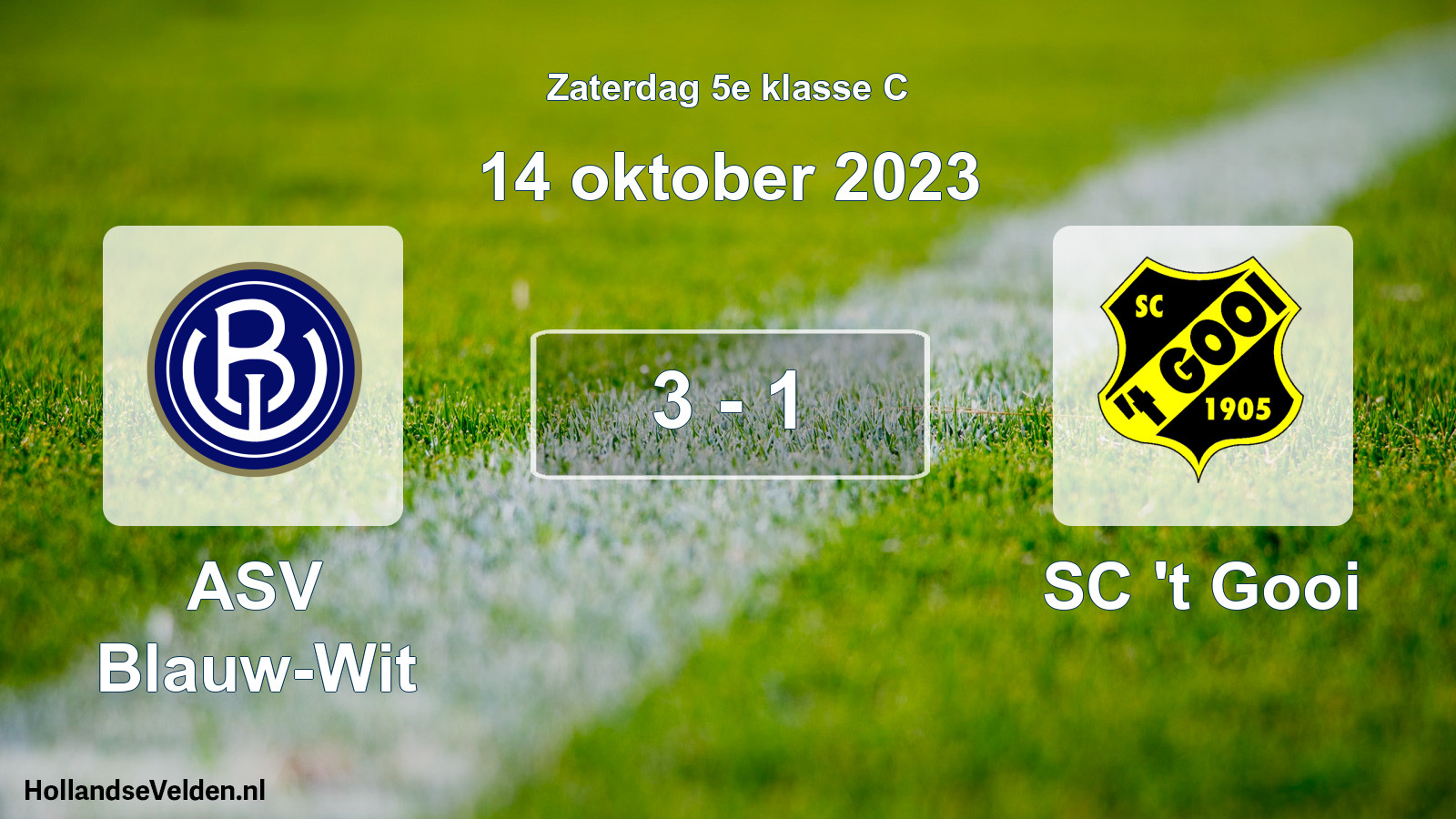 Total number of matches played: ASV Blauw-Wit - SC 't Gooi 3 - 1 (14 October 2023)