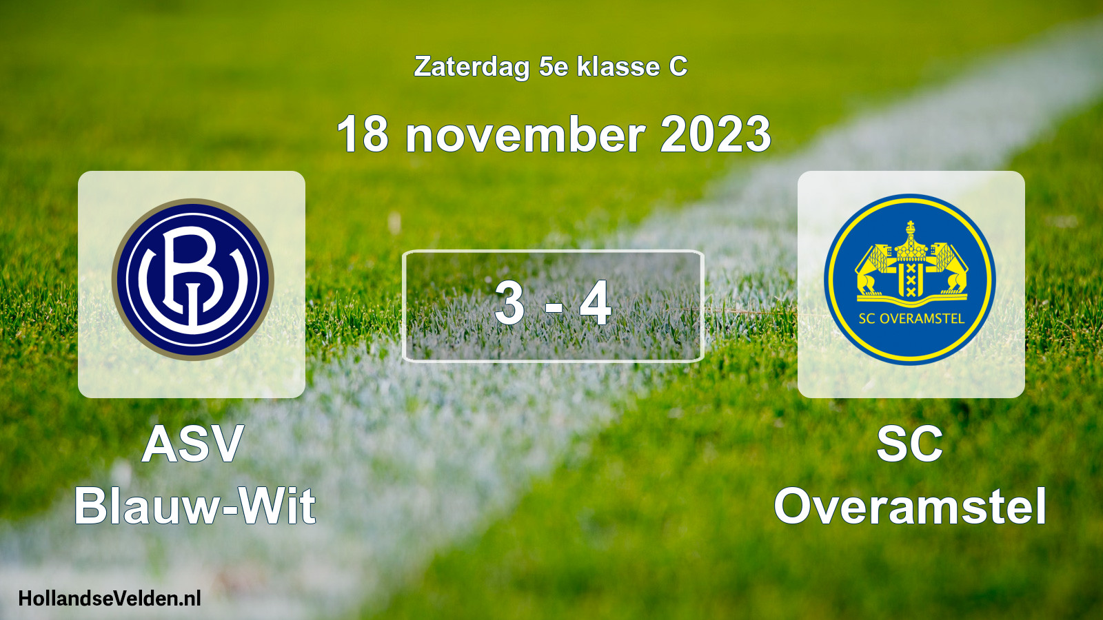Total number of matches played: ASV Blauw-Wit - SC Overamstel 3 - 4 (18 November 2023)