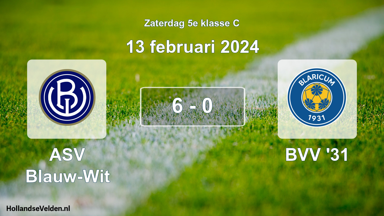 Total number of matches played: ASV Blauw-Wit - BVV '31 6 - 0 (13 February 2024)