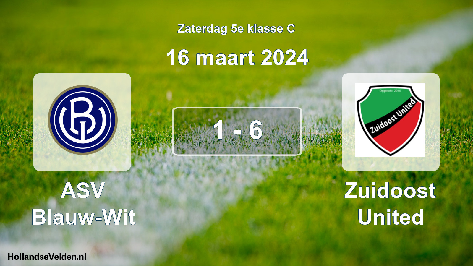 Total number of matches played: ASV Blauw-Wit - Zuidoost United 1 - 6 (16 March 2024)