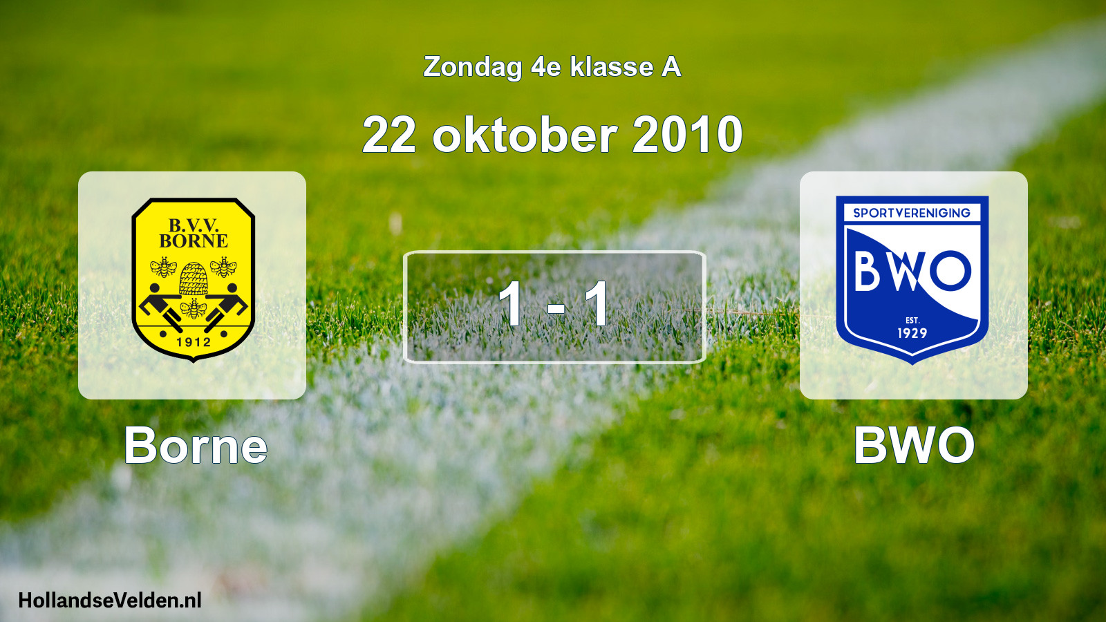 Total number of matches played: Borne - BWO 1 - 1 (22 October 2010)