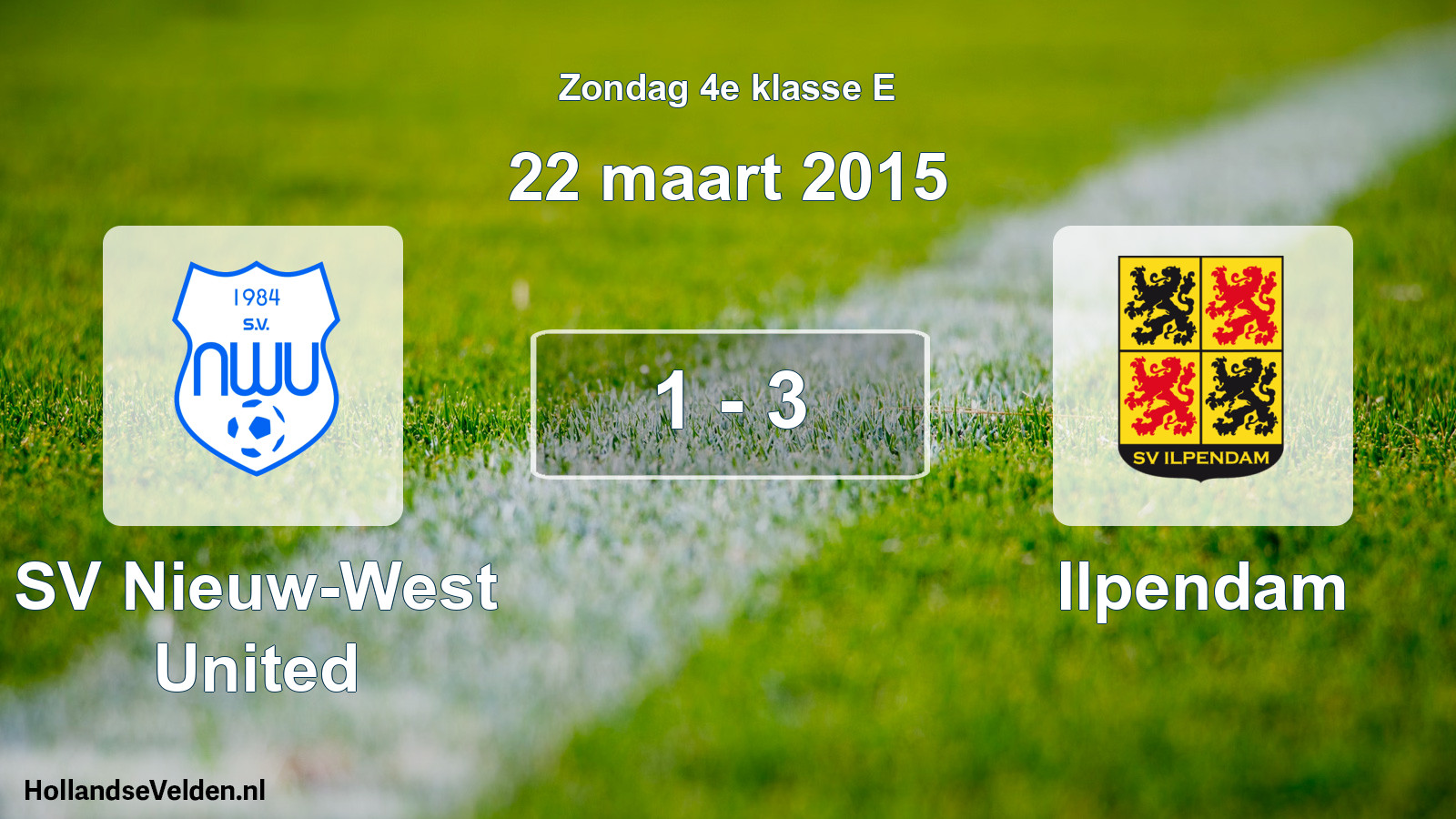 Total number of matches played: SV Nieuw-West United - Ilpendam 1 - 3 (22 March 2015)