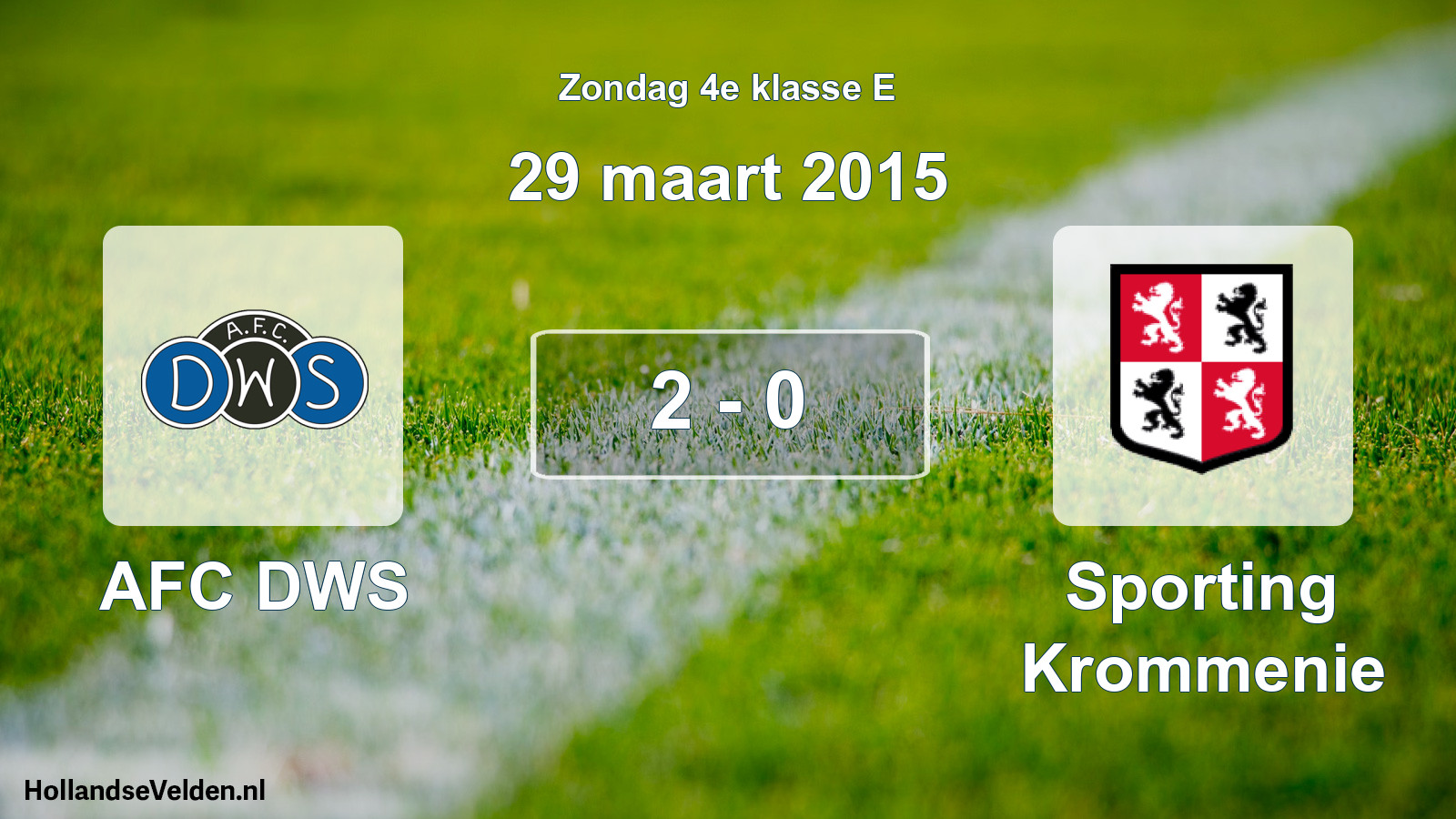 Total number of matches played: AFC DWS - Sporting Krommenie 2 - 0 (29 March 2015)