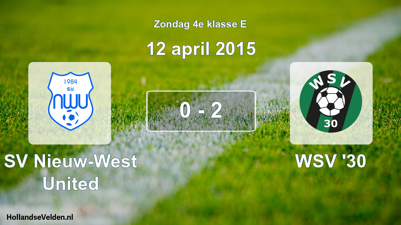 Total number of matches played: SV Nieuw-West United - WSV '30 0 - 2 (12 April 2015)