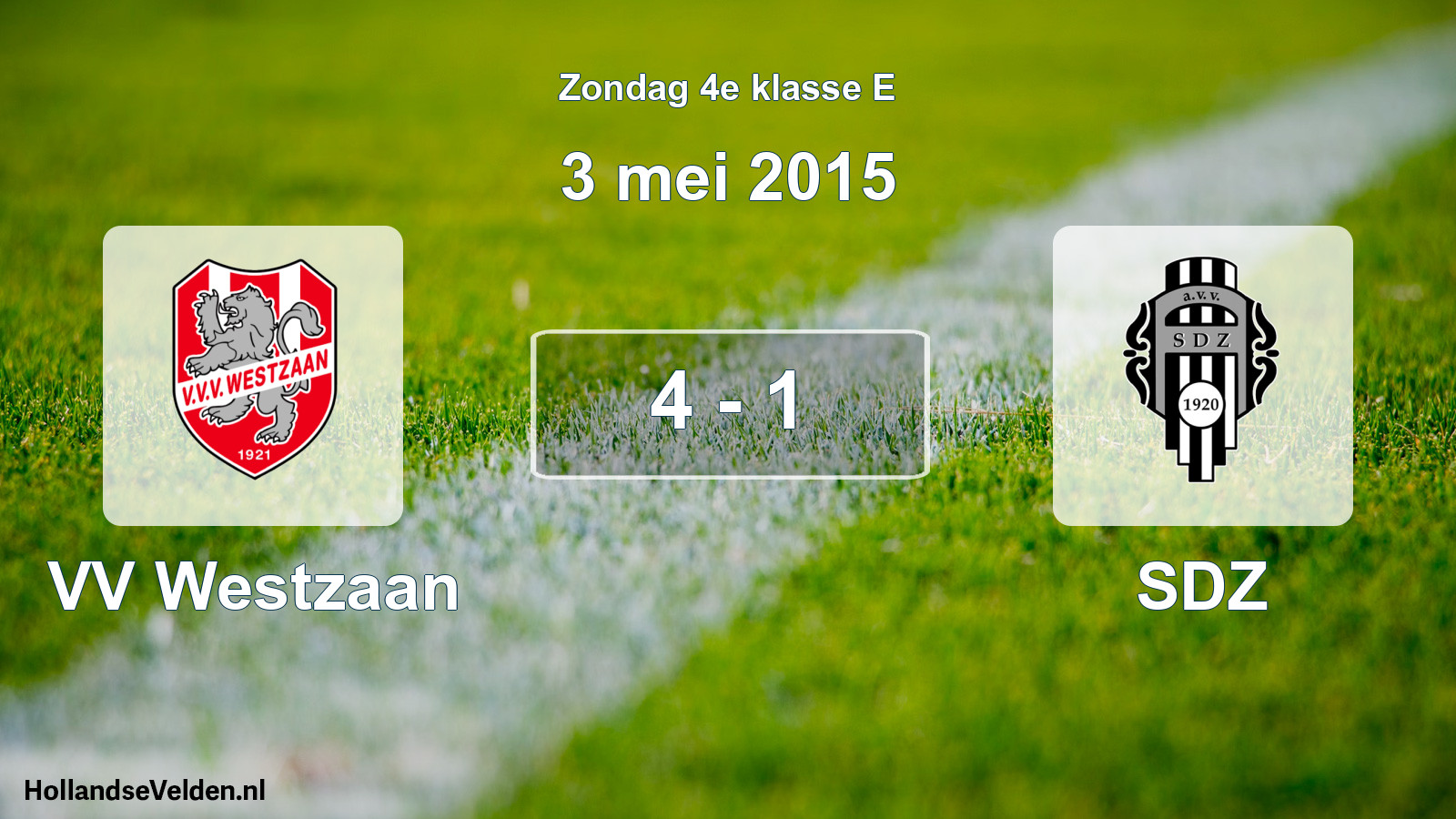 Total number of matches played: VV Westzaan - SDZ 4 - 1 (3 May 2015)