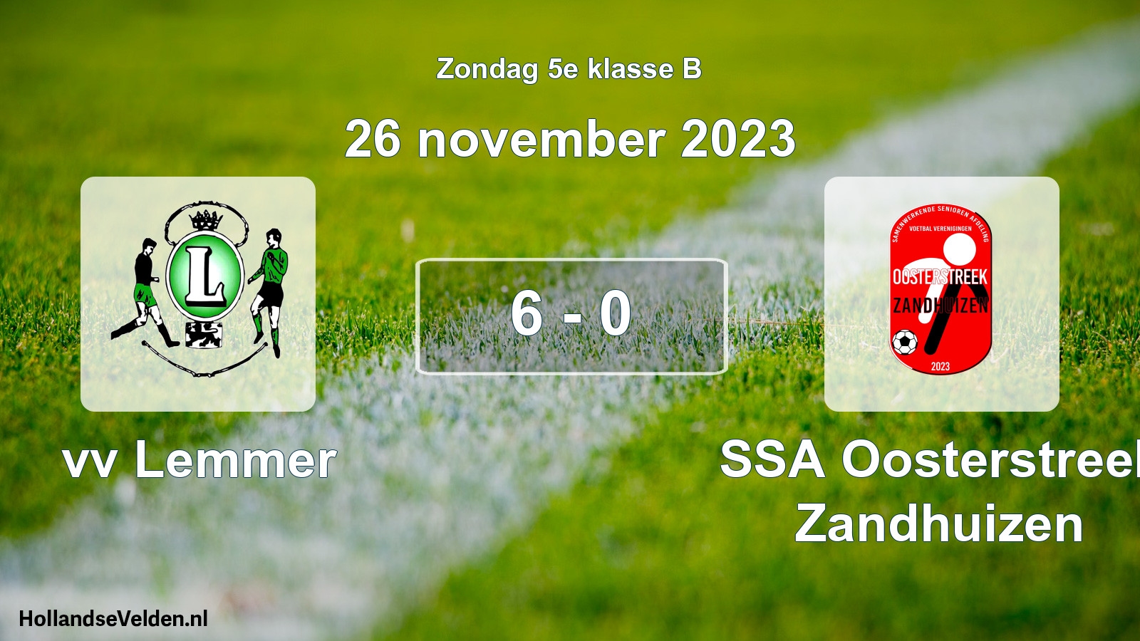 Total number of matches played: vv Lemmer - SSA Oosterstreek Zandhuizen 6 - 0 (26 November 2023)