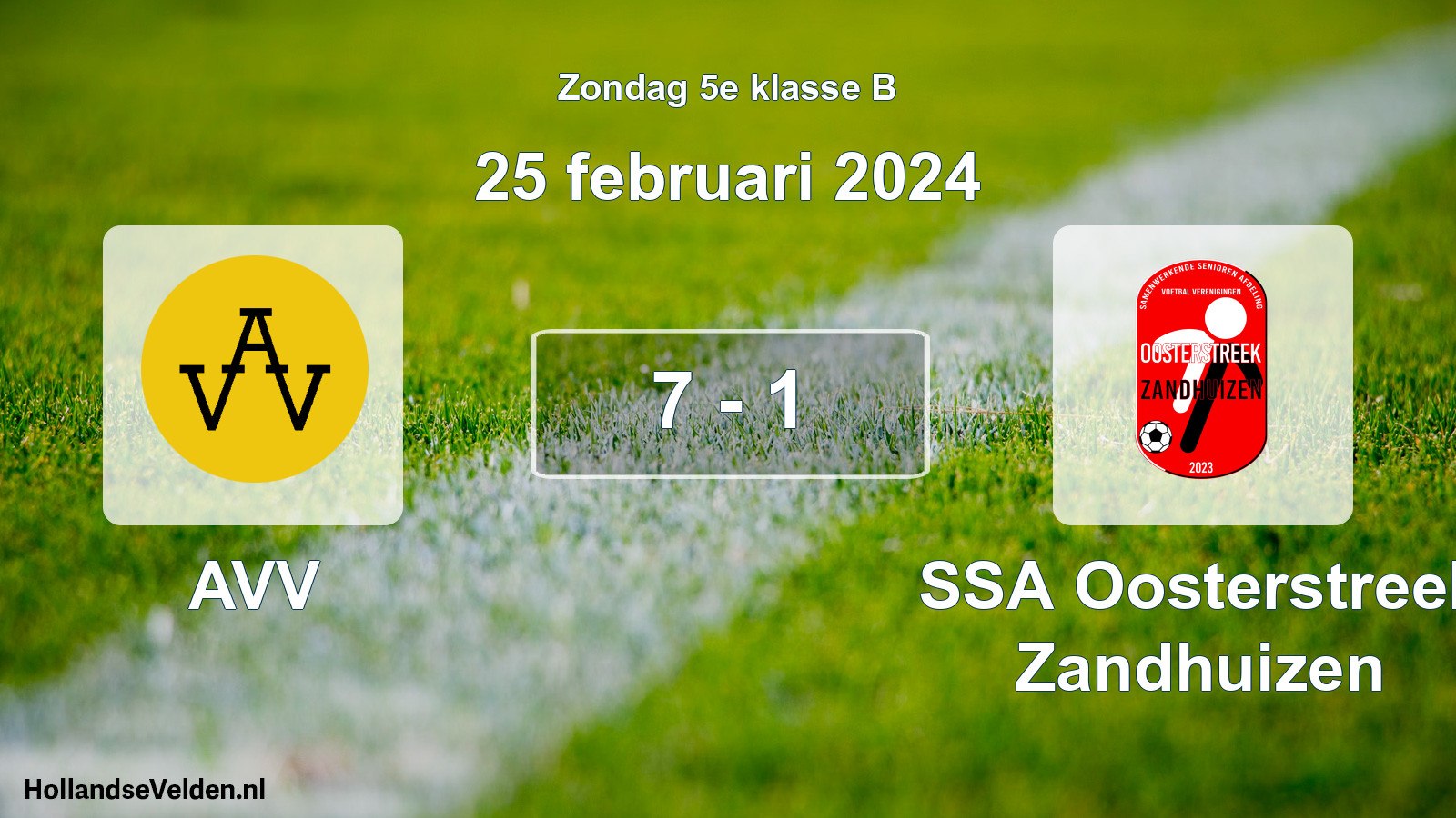 Total number of matches played: AVV - SSA Oosterstreek Zandhuizen 7 - 1 (25 February 2024)