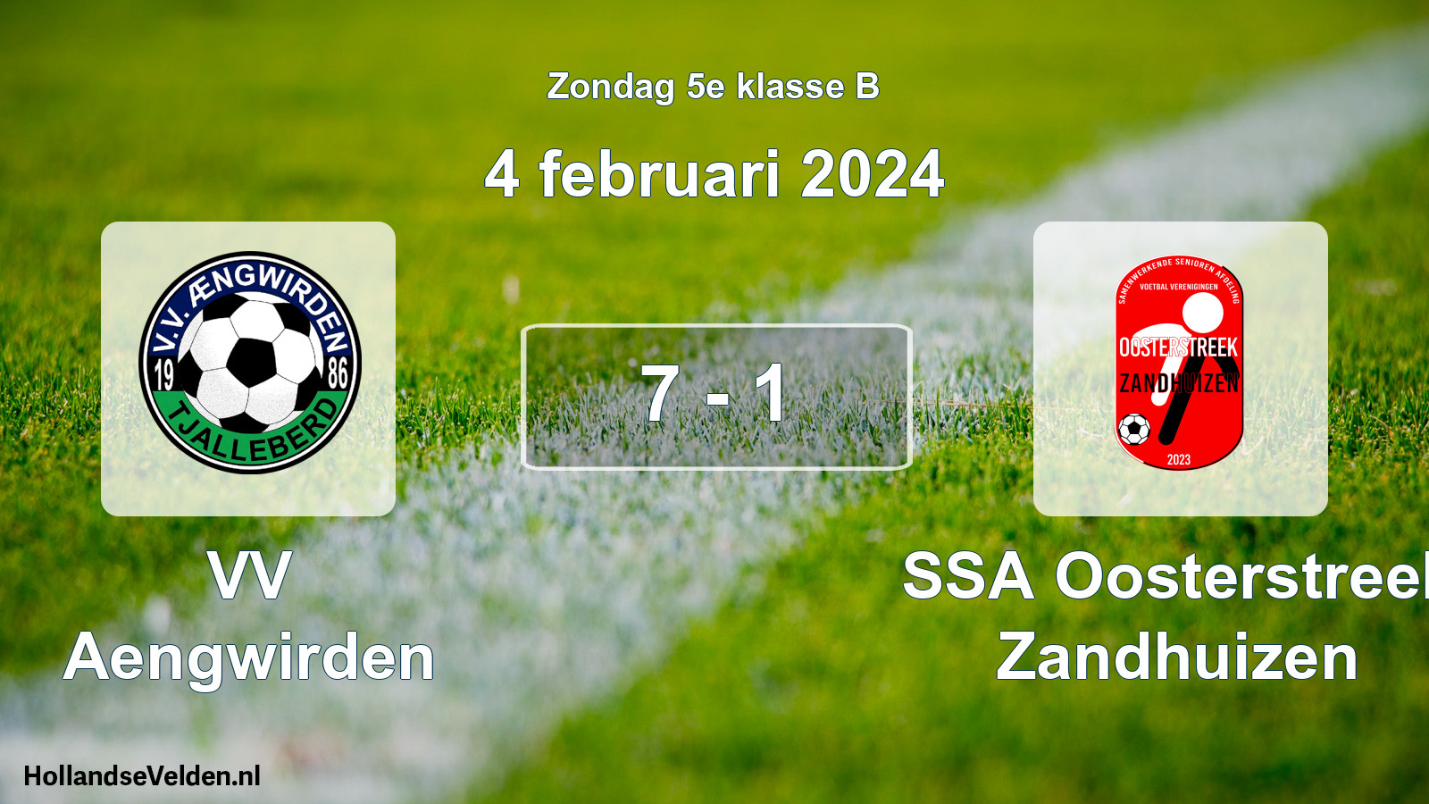 Total number of matches played: VV Aengwirden - SSA Oosterstreek Zandhuizen 7 - 1 (4 February 2024)