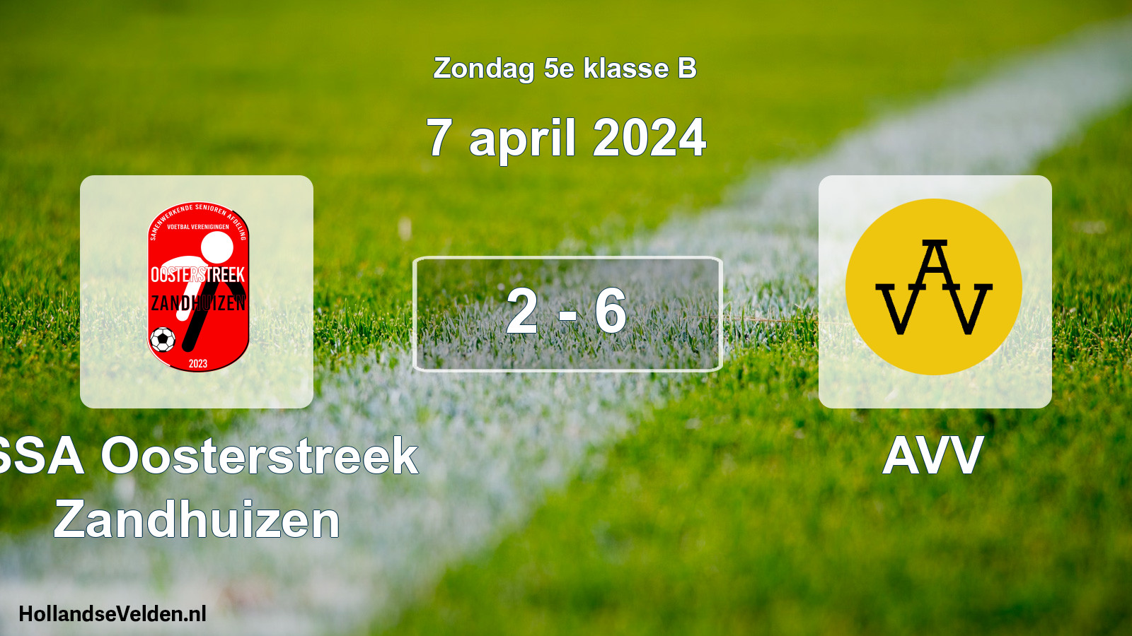 Total number of matches played: SSA Oosterstreek Zandhuizen - AVV 2 - 6 (7 April 2024)