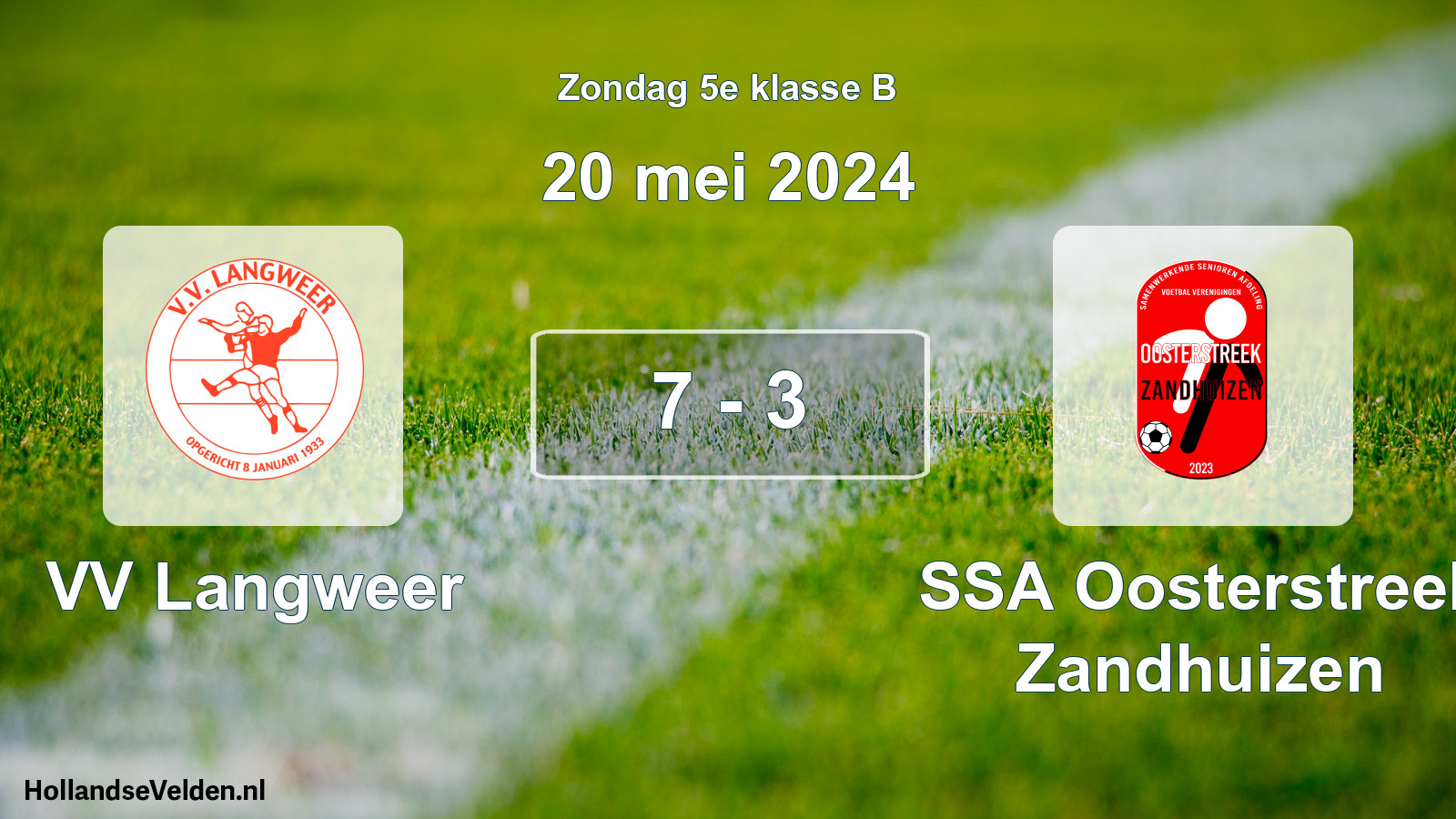 Total number of matches played: VV Langweer - SSA Oosterstreek Zandhuizen 7 - 3 (20 May 2024)