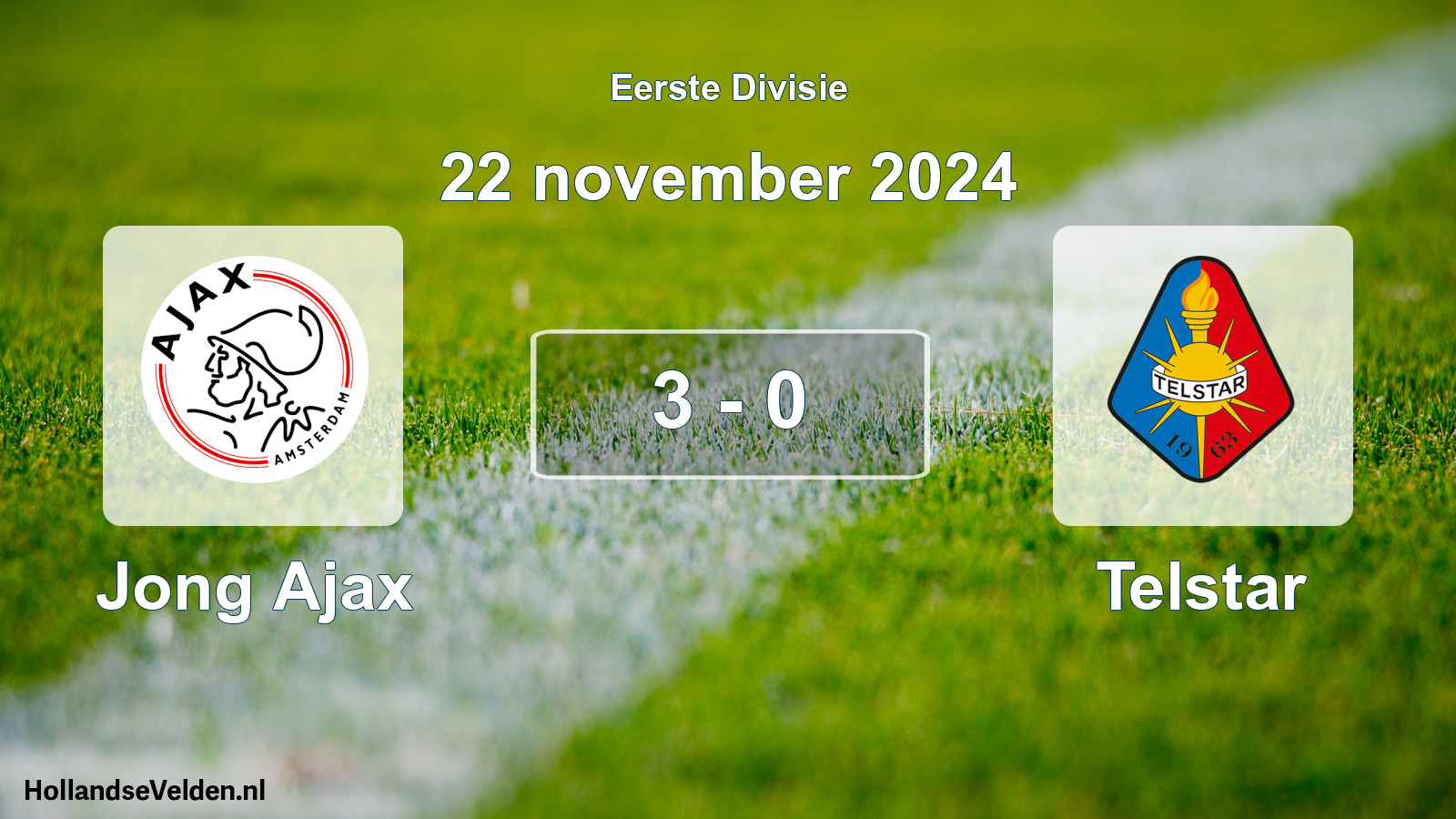 Total number of matches played: Jong Ajax - Telstar 3 - 0 (22 November 2024)