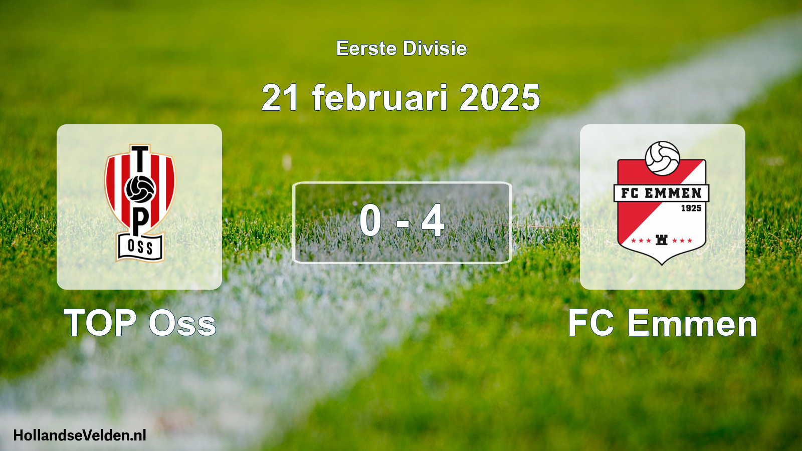 Total number of matches played: TOP Oss - FC Emmen 0 - 4 (21 February 2025)