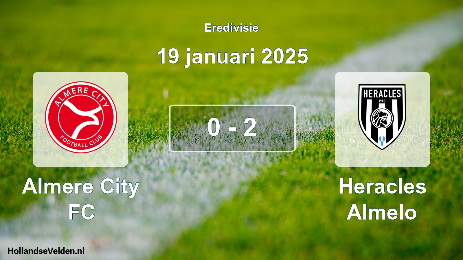 Total number of matches played: Almere City FC - Heracles Almelo 0 - 2 (19 January 2025)