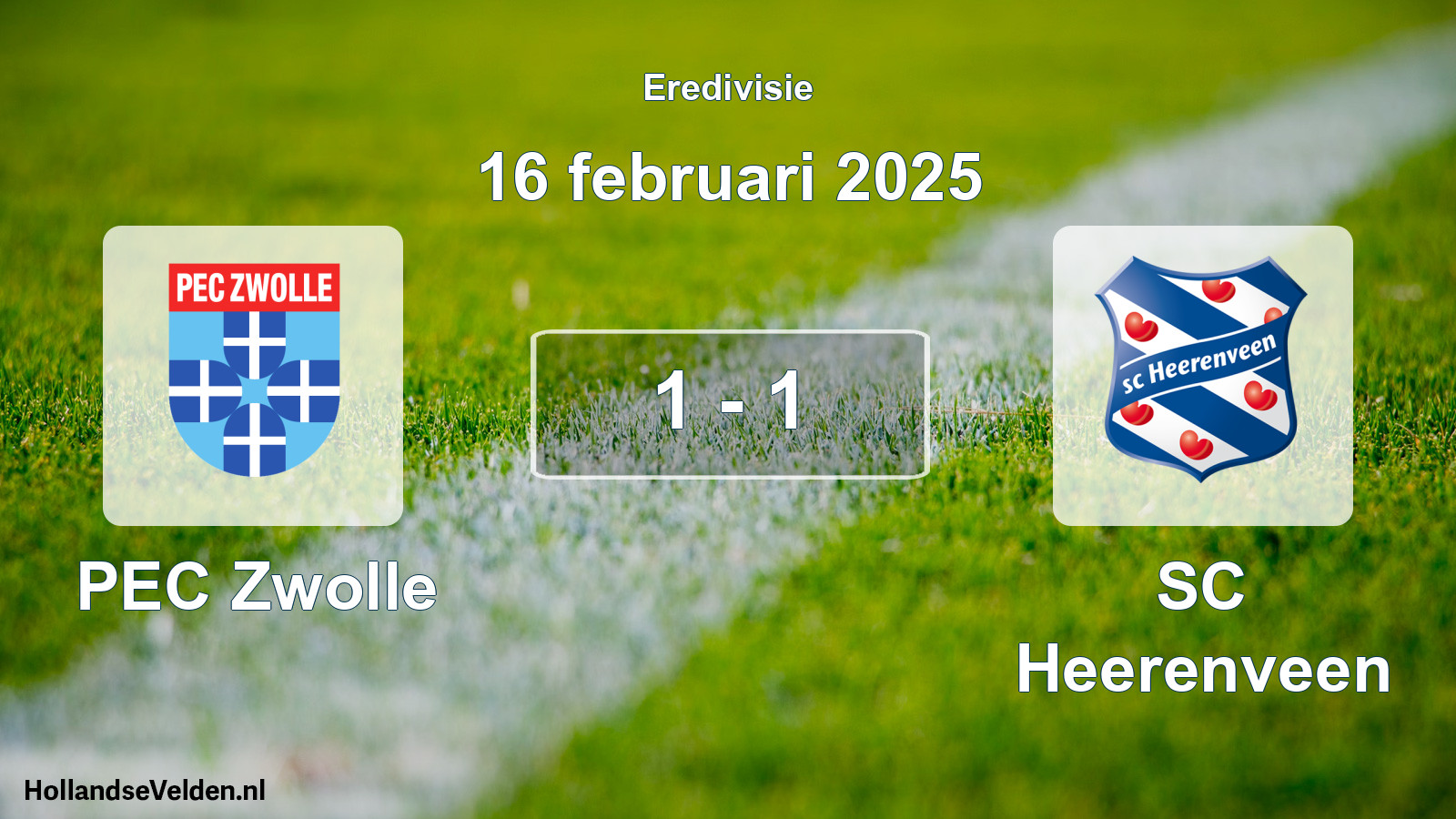 Total number of matches played: PEC Zwolle - SC Heerenveen 1 - 1 (16 February 2025)