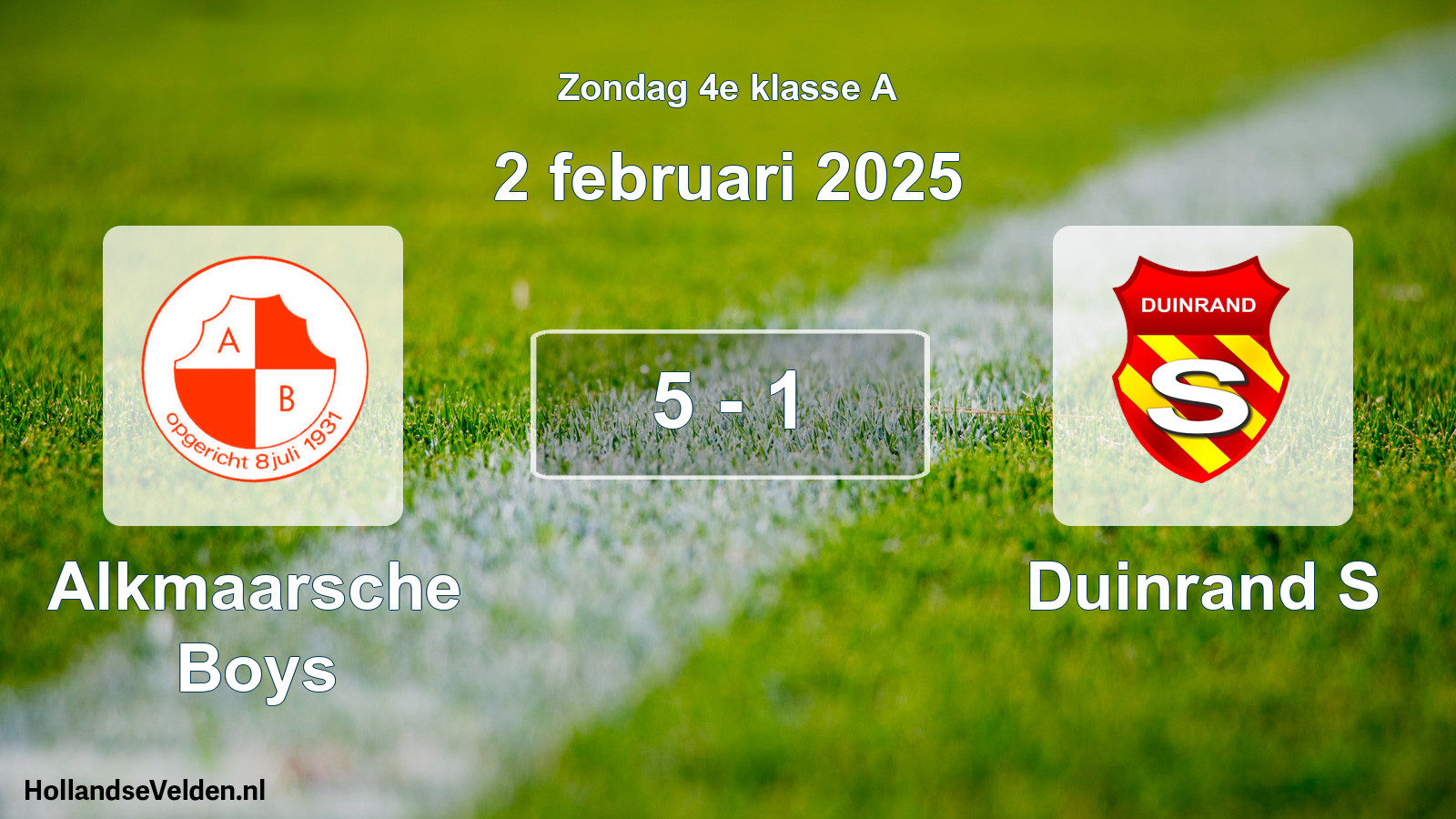 Total number of matches played: Alkmaarsche Boys - Duinrand S 5 - 1 (2 February 2025)