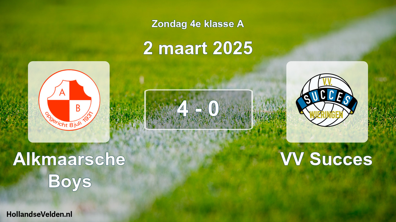 Total number of matches played: Alkmaarsche Boys - VV Succes 4 - 0 (2 March 2025)