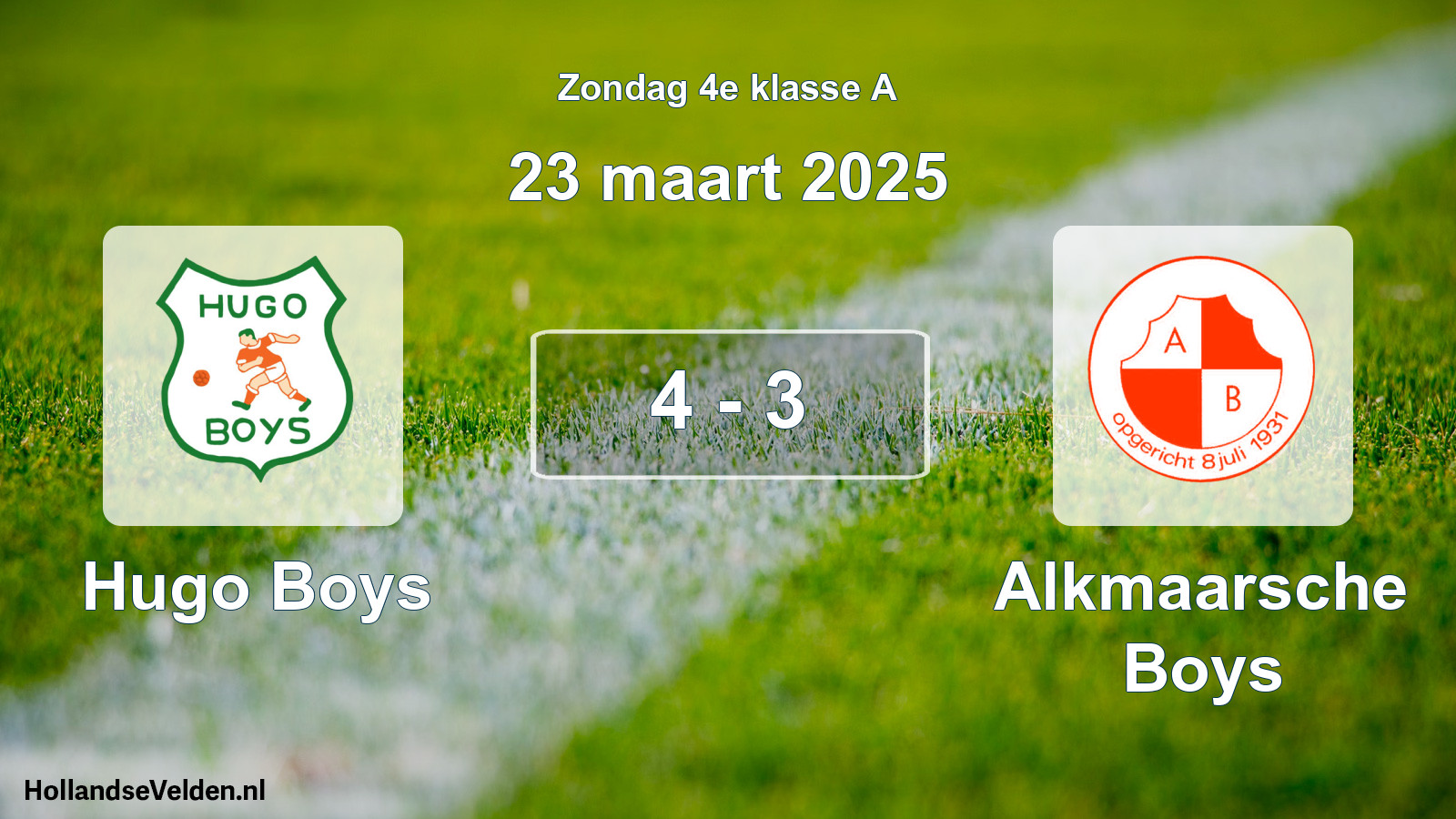 Total number of matches played: Hugo Boys - Alkmaarsche Boys 4 - 3 (23 March 2025)