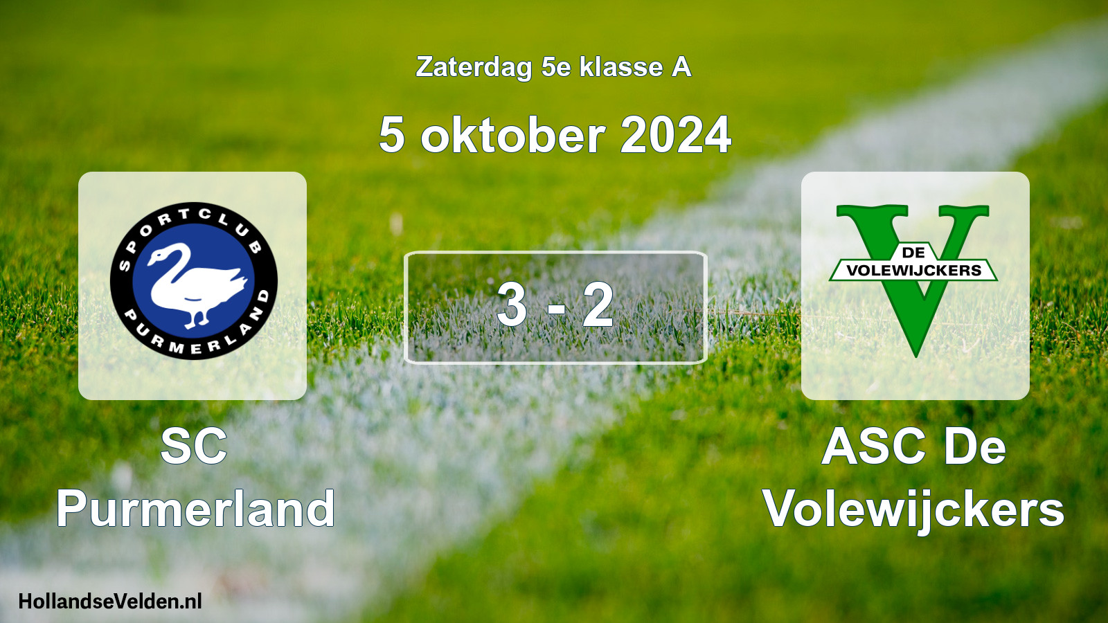 Total number of matches played: SC Purmerland - ASC De Volewijckers 3 - 2 (5 October 2024)