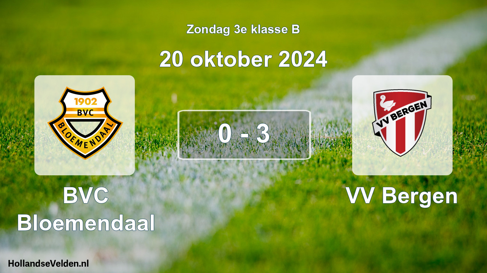 Total number of matches played: BVC Bloemendaal - VV Bergen 0 - 3 (20 October 2024)