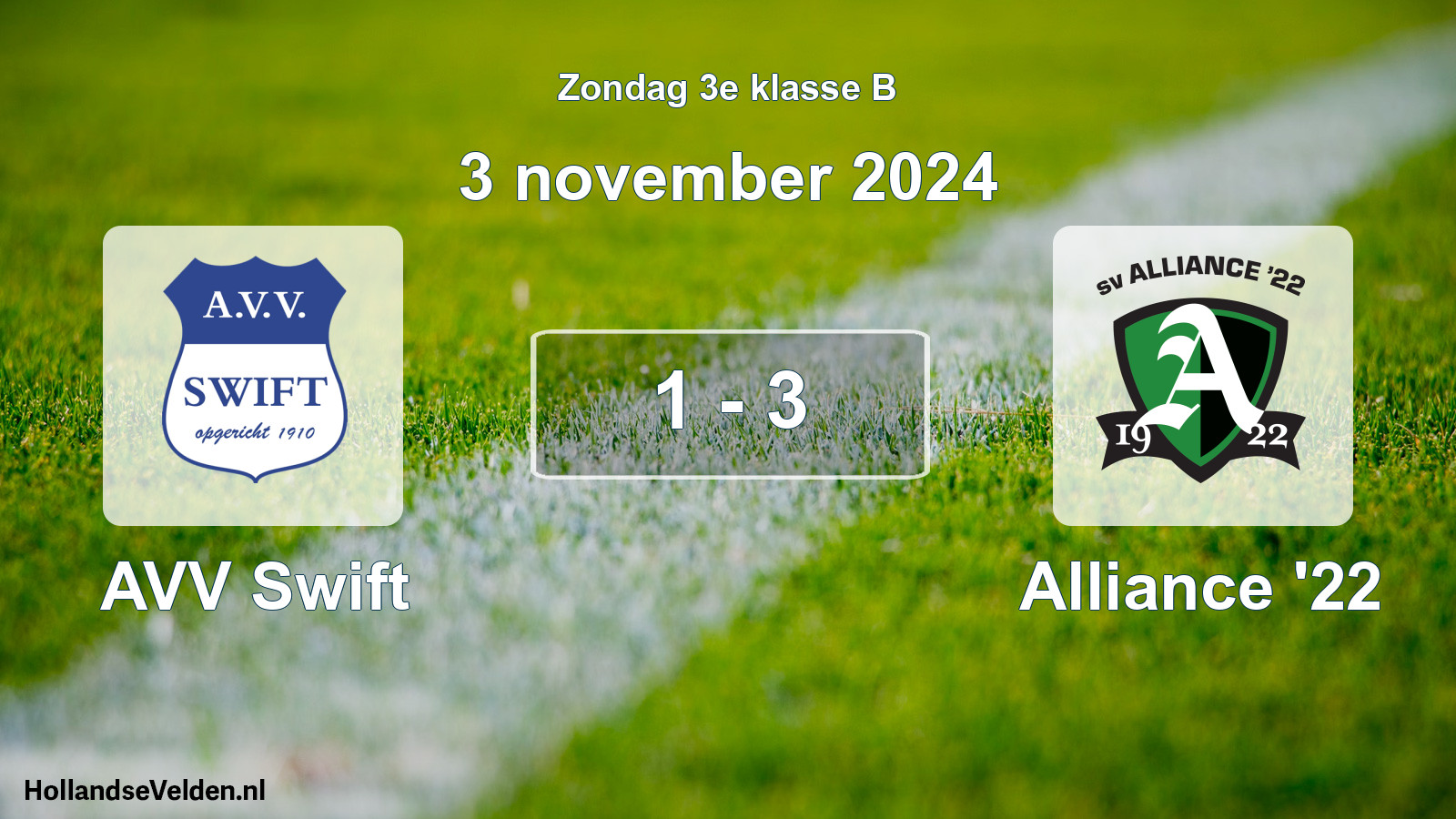 Total number of matches played: AVV Swift - Alliance '22 1 - 3 (3 November 2024)
