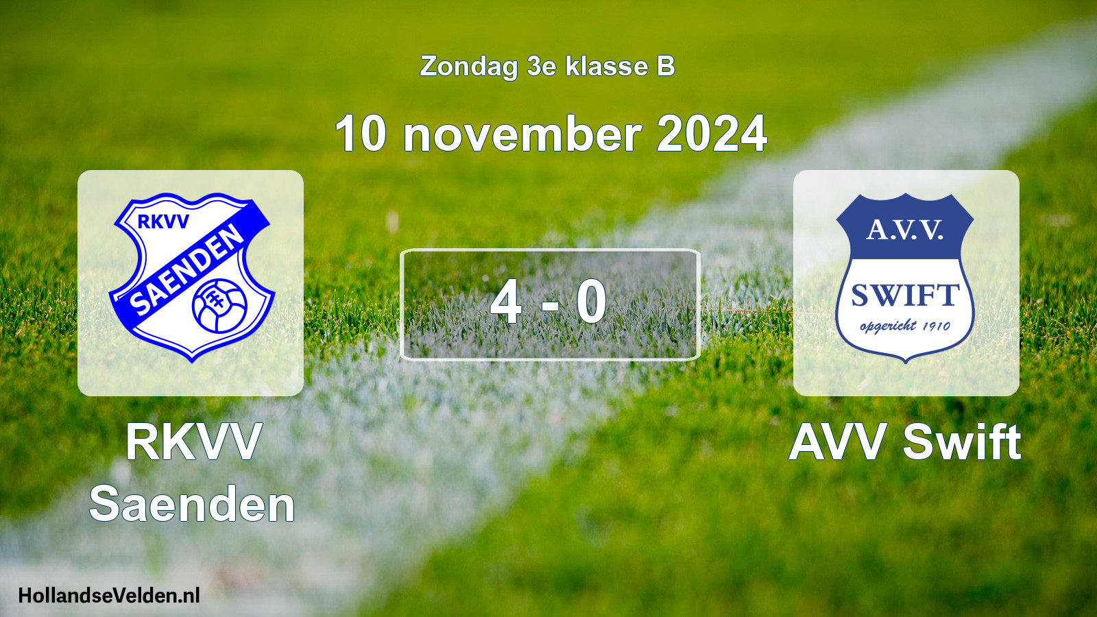 Total number of matches played: RKVV Saenden - AVV Swift 4 - 0 (10 November 2024)