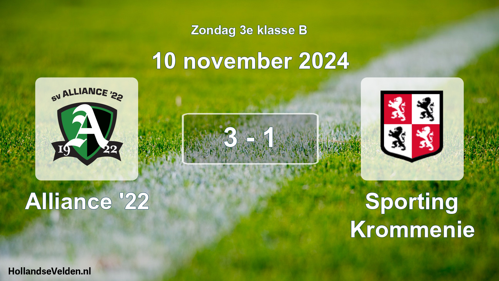 Total number of matches played: Alliance '22 - Sporting Krommenie 3 - 1 (10 November 2024)