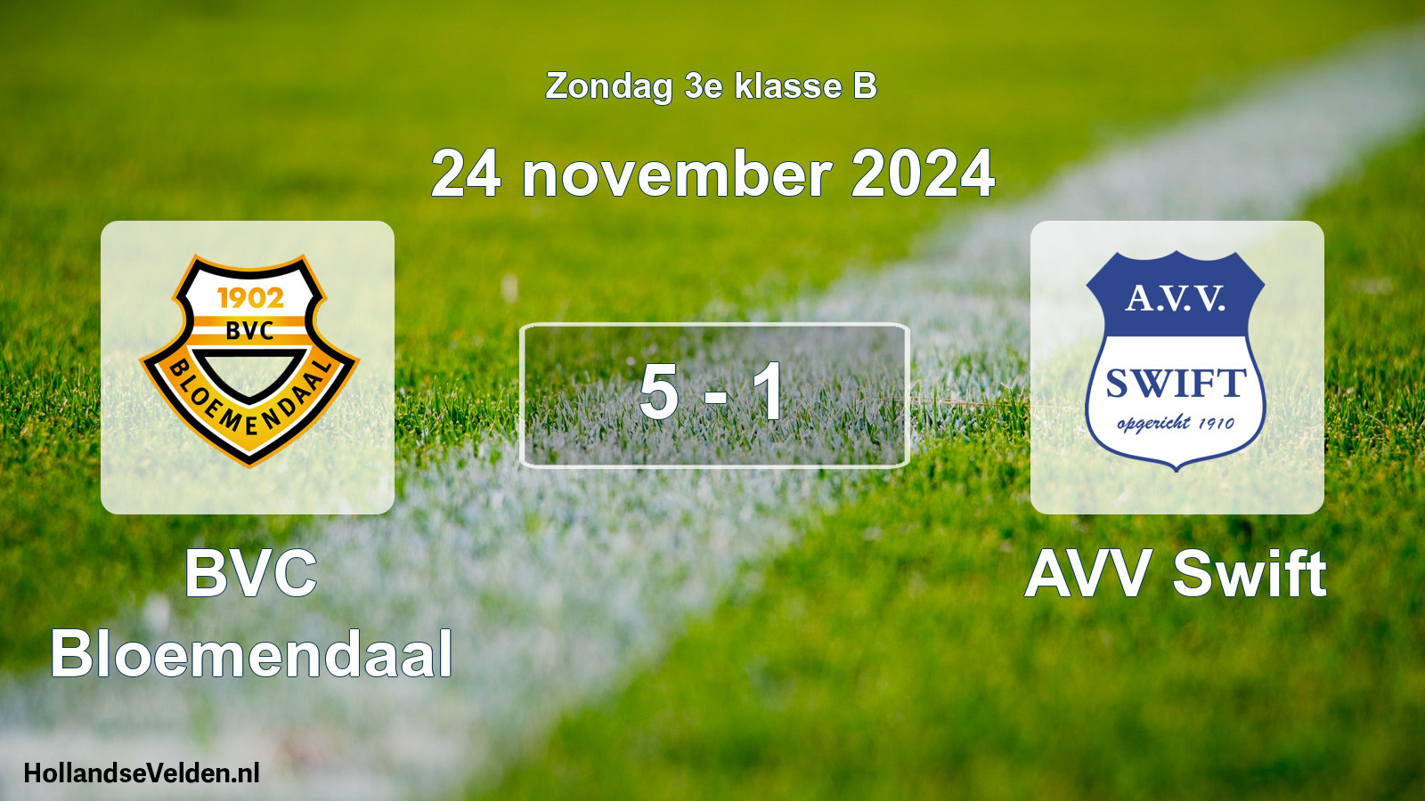 Total number of matches played: BVC Bloemendaal - AVV Swift 5 - 1 (24 November 2024)