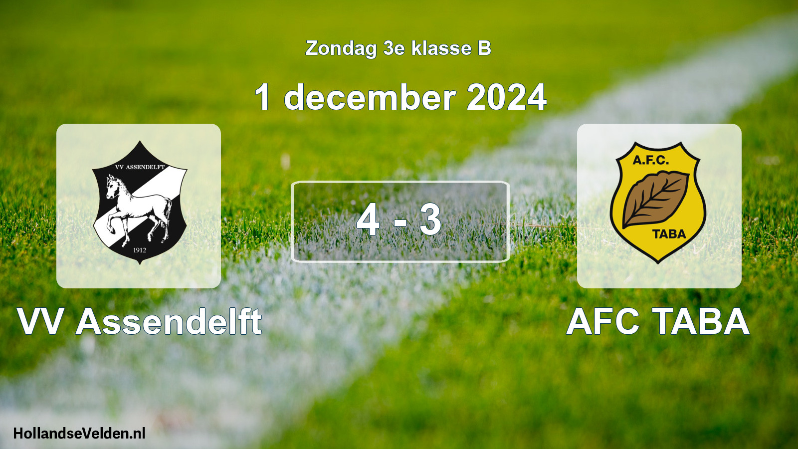 Total number of matches played: VV Assendelft - AFC TABA 4 - 3 (1 December 2024)