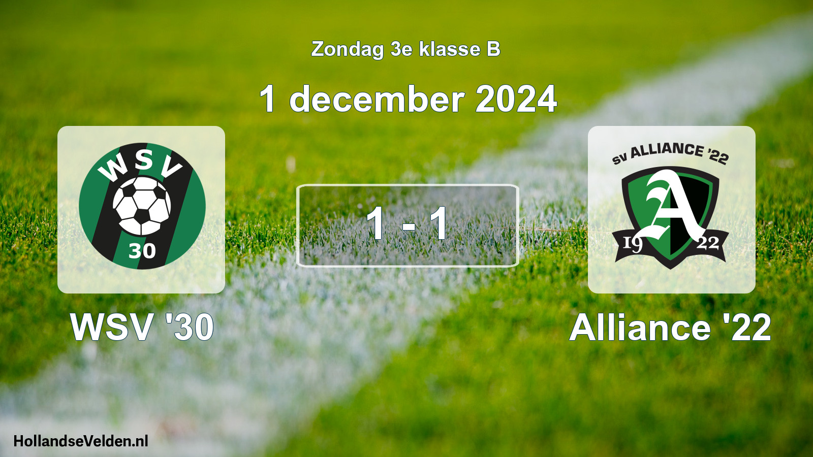 Total number of matches played: WSV '30 - Alliance '22 1 - 1 (1 December 2024)