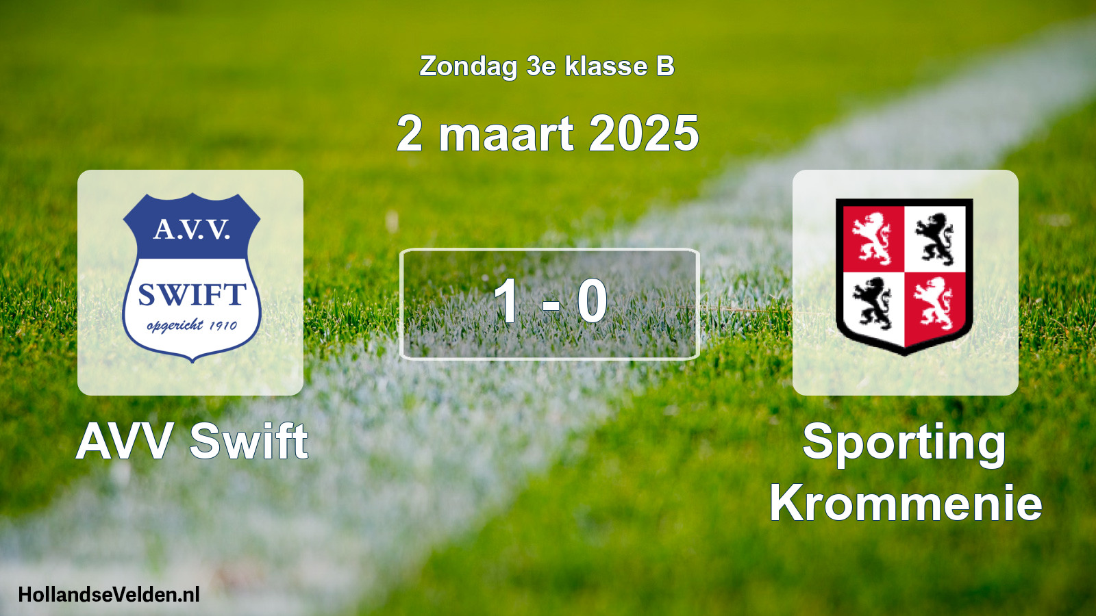 Total number of matches played: AVV Swift - Sporting Krommenie 1 - 0 (2 March 2025)