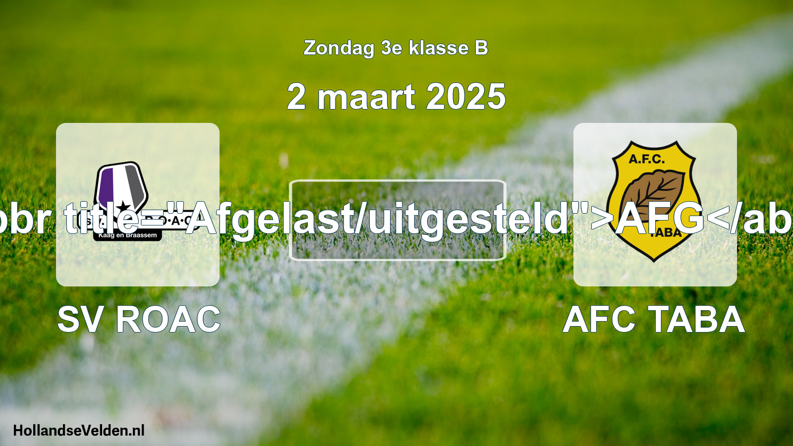 Scheduled Match: SV ROAC - AFC TABA (2 March 2025)