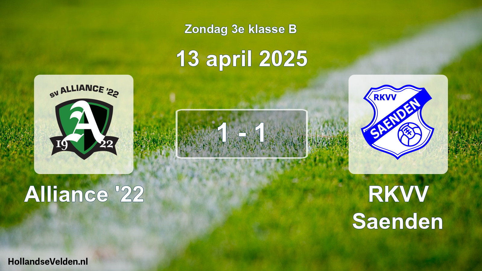 Total number of matches played: Alliance '22 - RKVV Saenden 1 - 1 (13 April 2025)