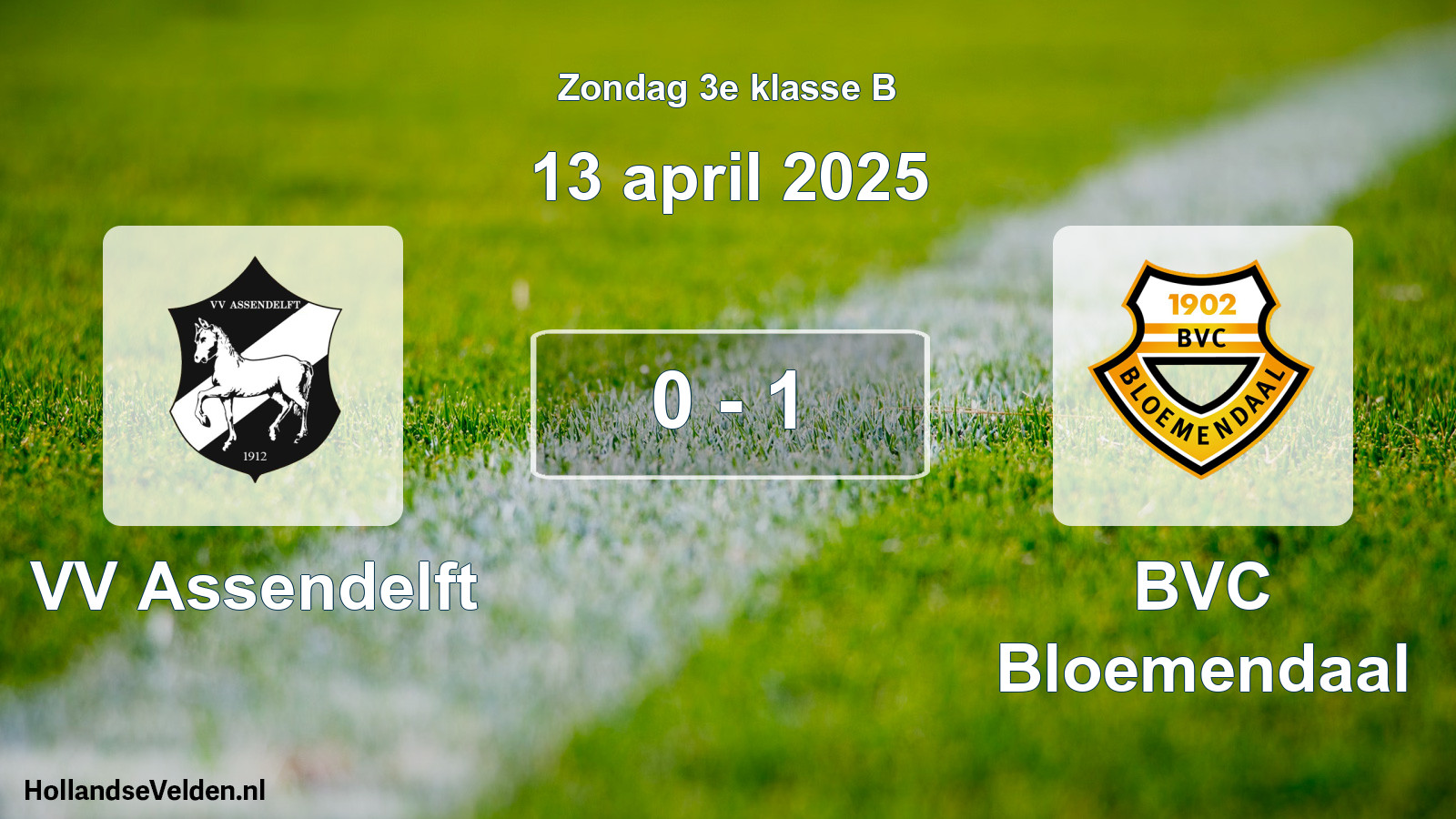 Total number of matches played: VV Assendelft - BVC Bloemendaal 0 - 1 (13 April 2025)