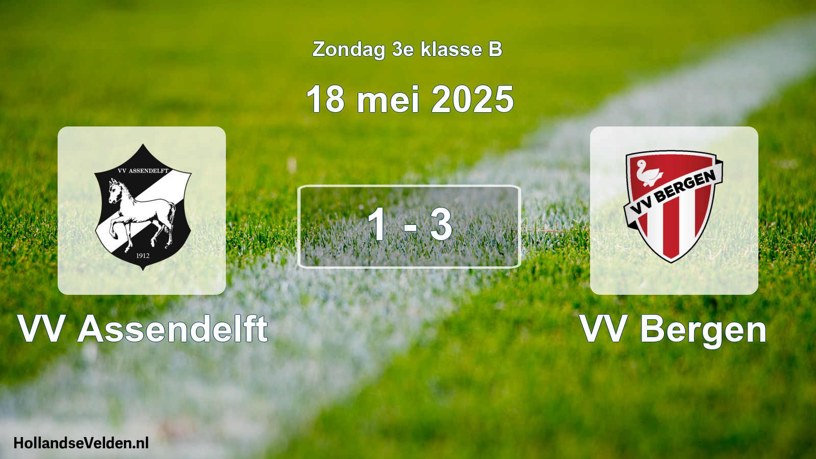 Total number of matches played: VV Assendelft - VV Bergen 1 - 3 (18 May 2025)