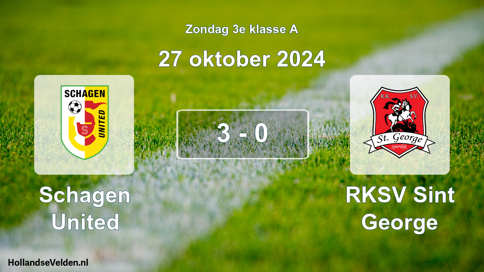 Total number of matches played: Schagen United - RKSV Sint George 3 - 0 (27 October 2024)