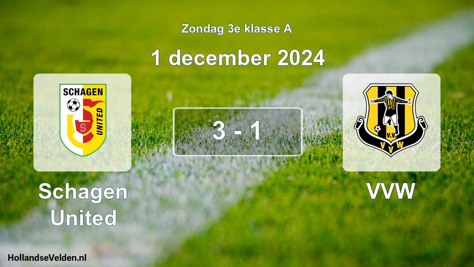 Total number of matches played: Schagen United - VVW 3 - 1 (1 December 2024)