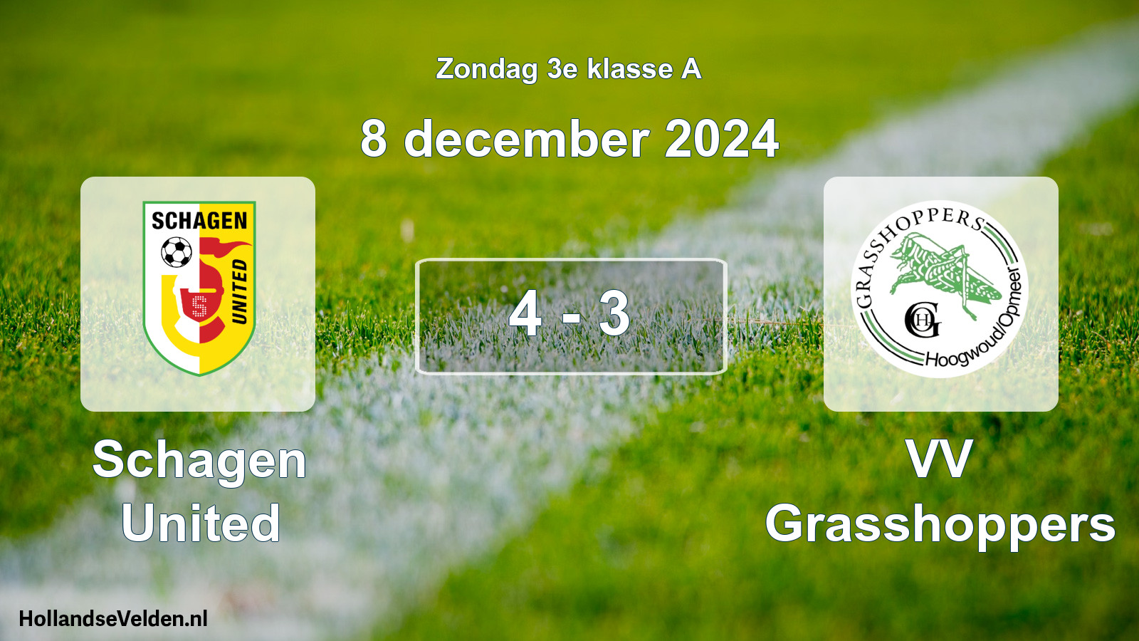Total number of matches played: Schagen United - VV Grasshoppers 4 - 3 (8 December 2024)