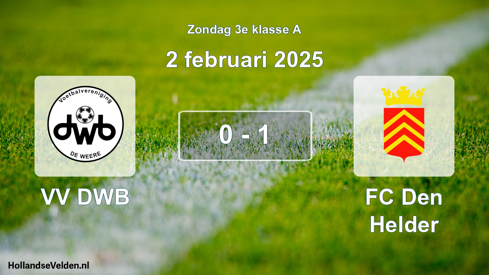 Total number of matches played: VV DWB - FC Den Helder 0 - 1 (2 February 2025)